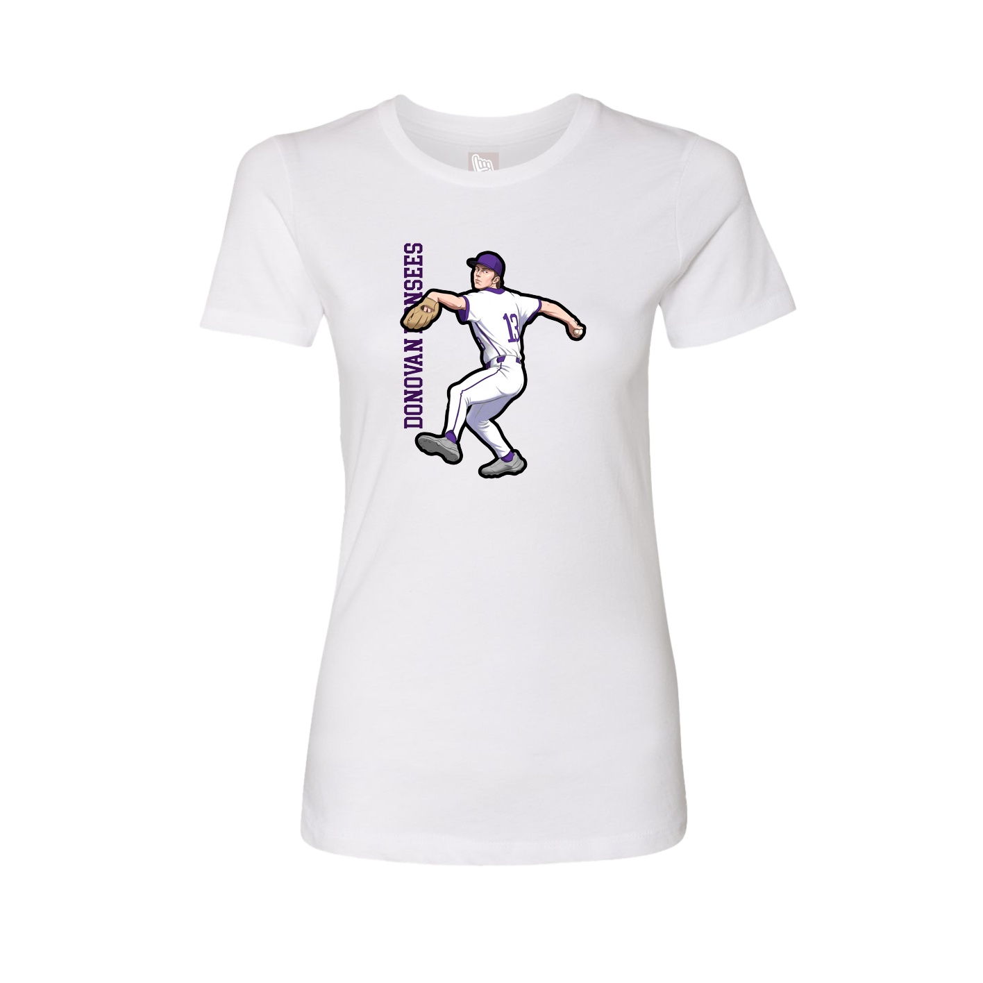 Fitted Women's Tee — Name Vertical in White