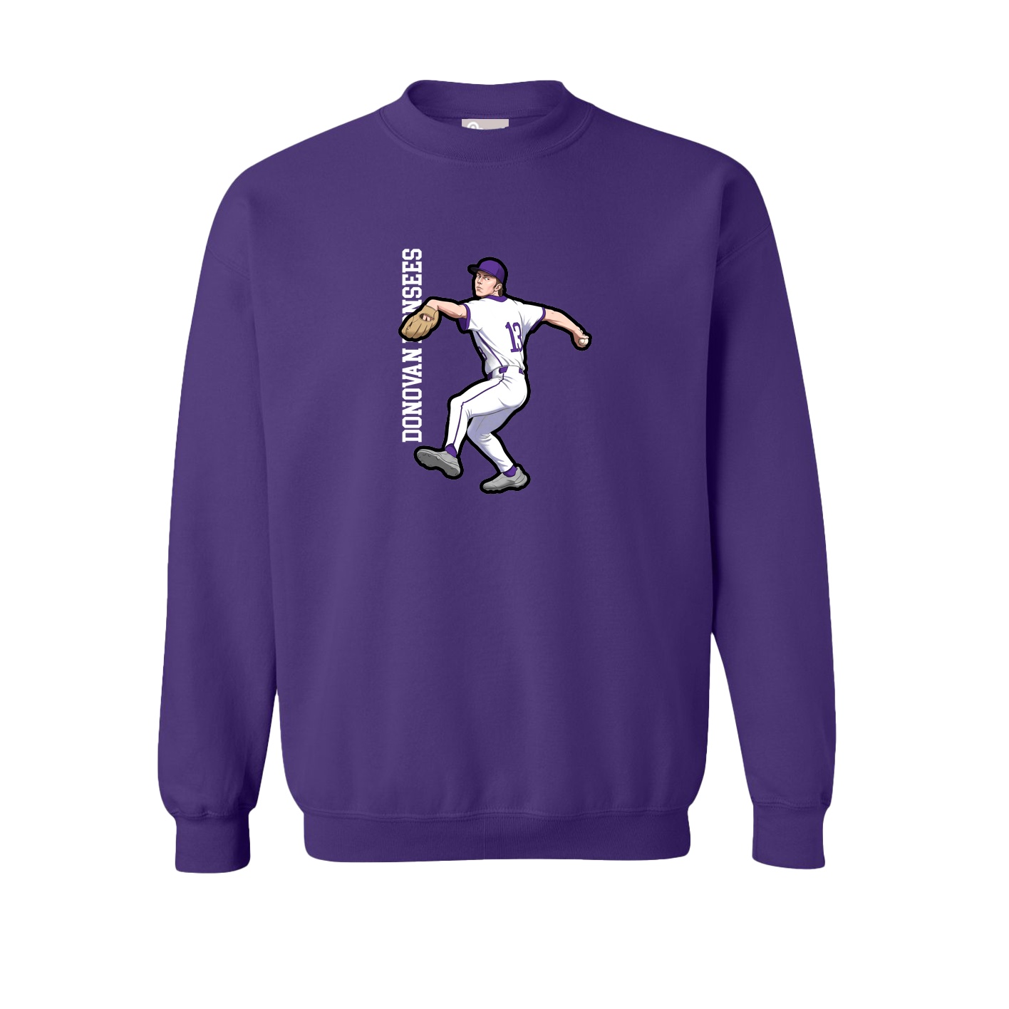Fleece Crew — Name Vertical in Purple