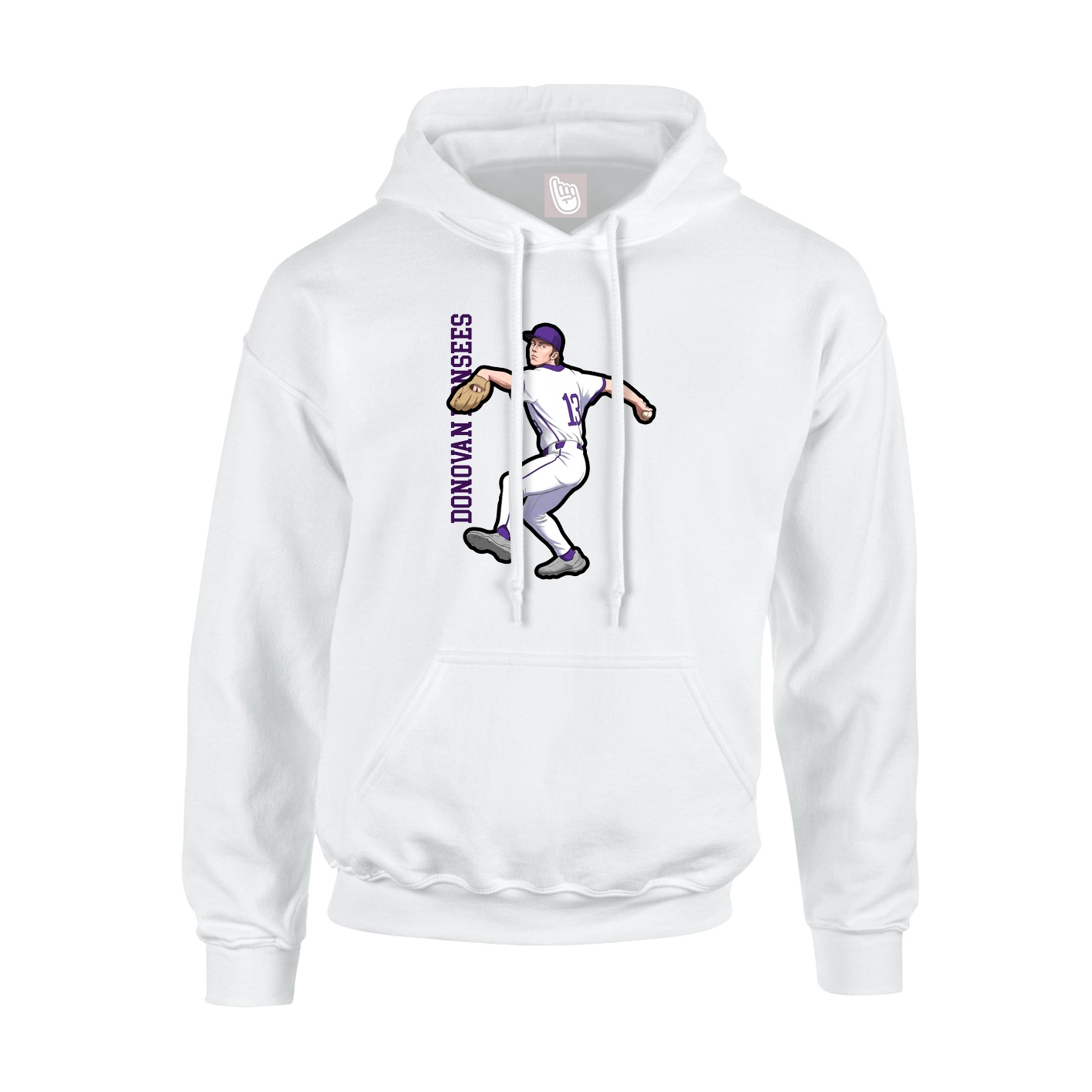 Youth Hoodie — Name Vertical in White