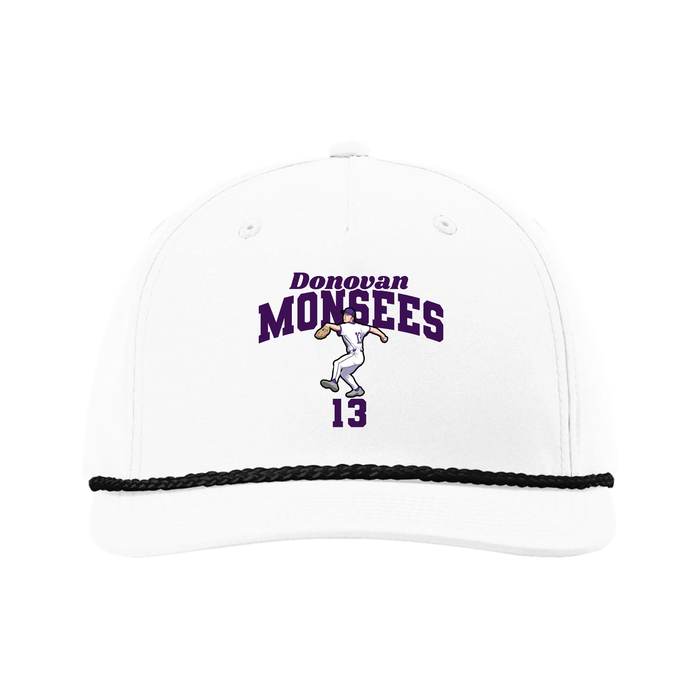 Five-Panel Classic Rope Cap — Signature Arch in White