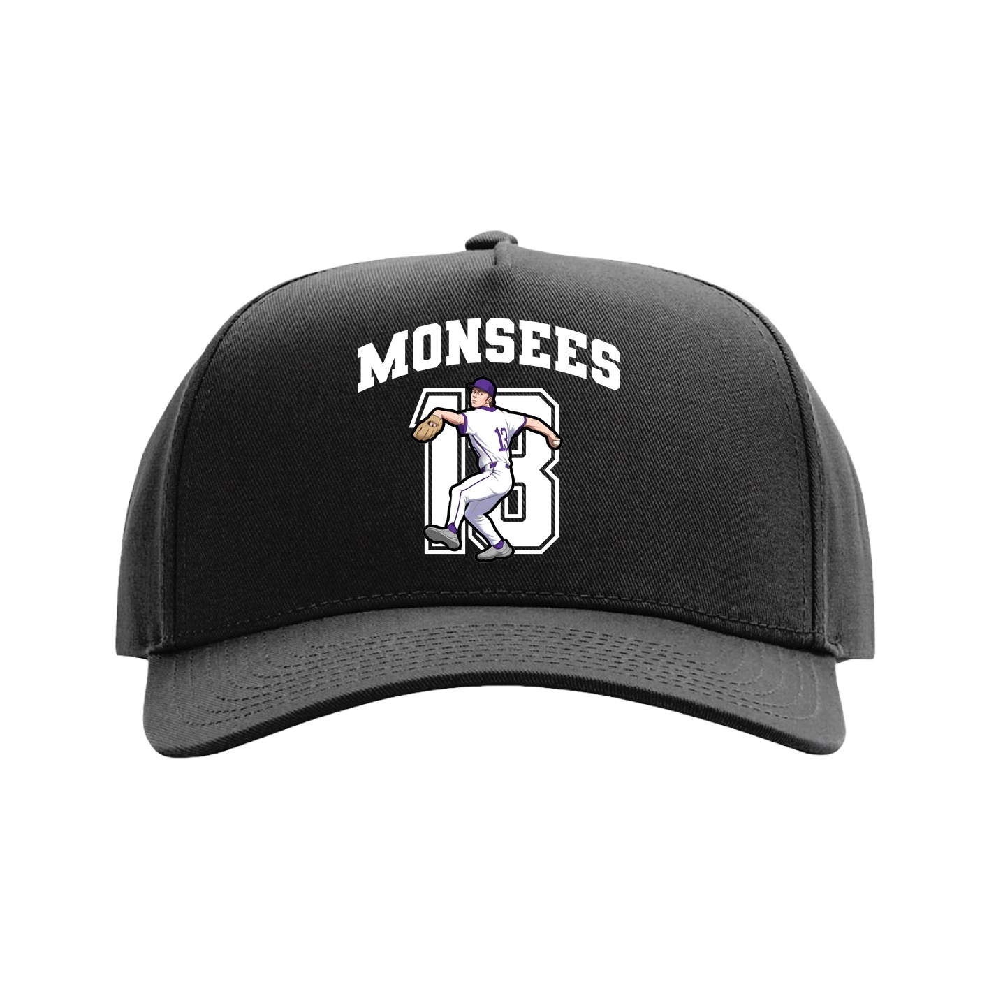 Full Fabric Five-Panel Champ Cap — Number in Black
