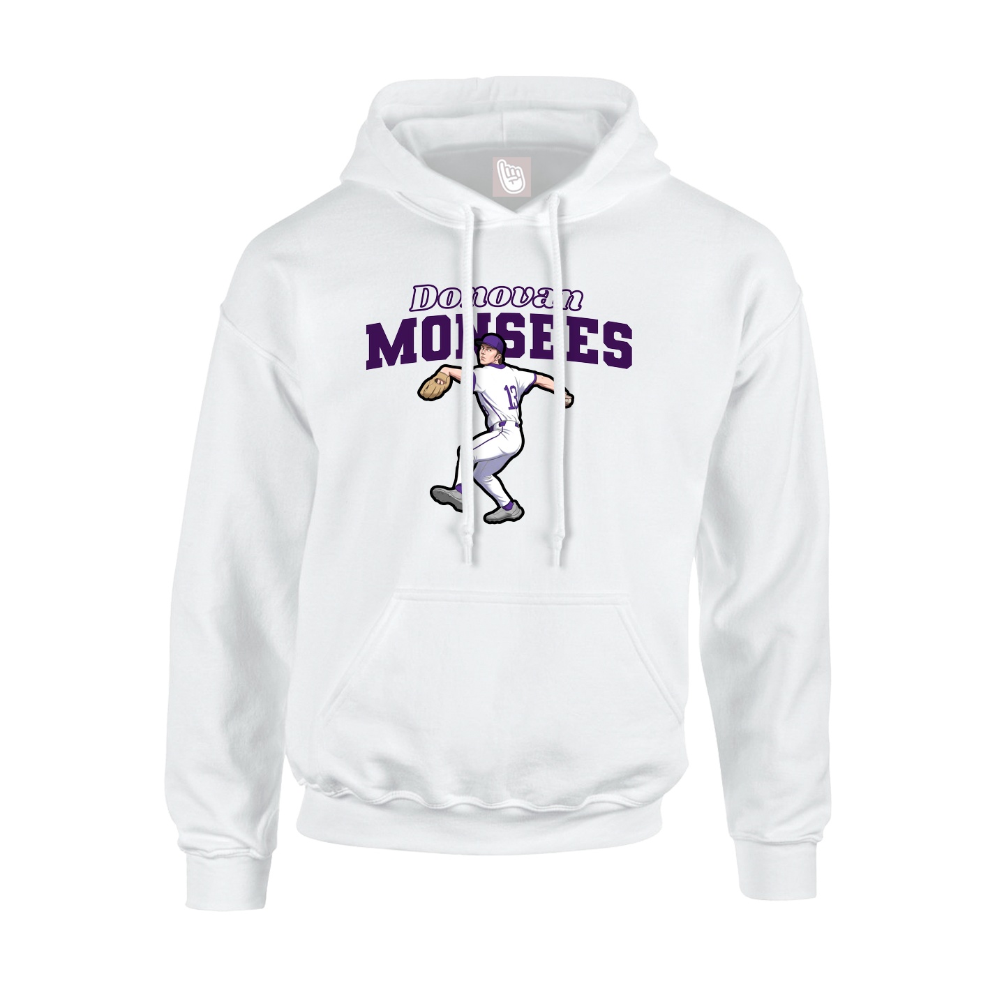 Youth Hoodie — Name Arch in White