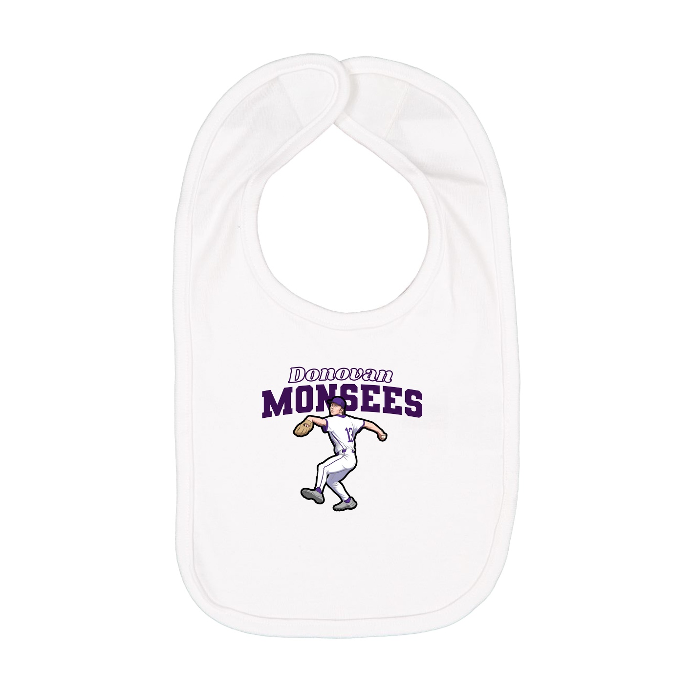 Infant Bib — Name Arch in White