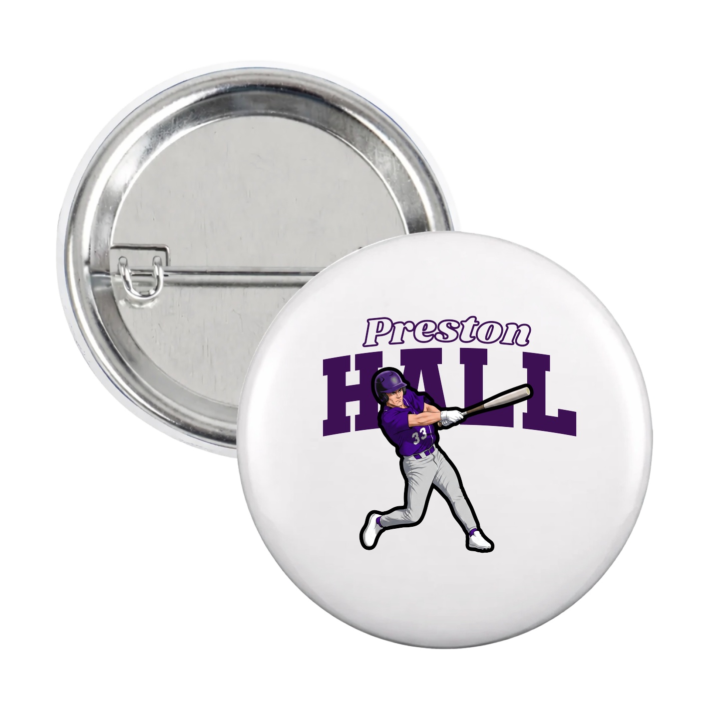 Game Day Button — Name Arch in White