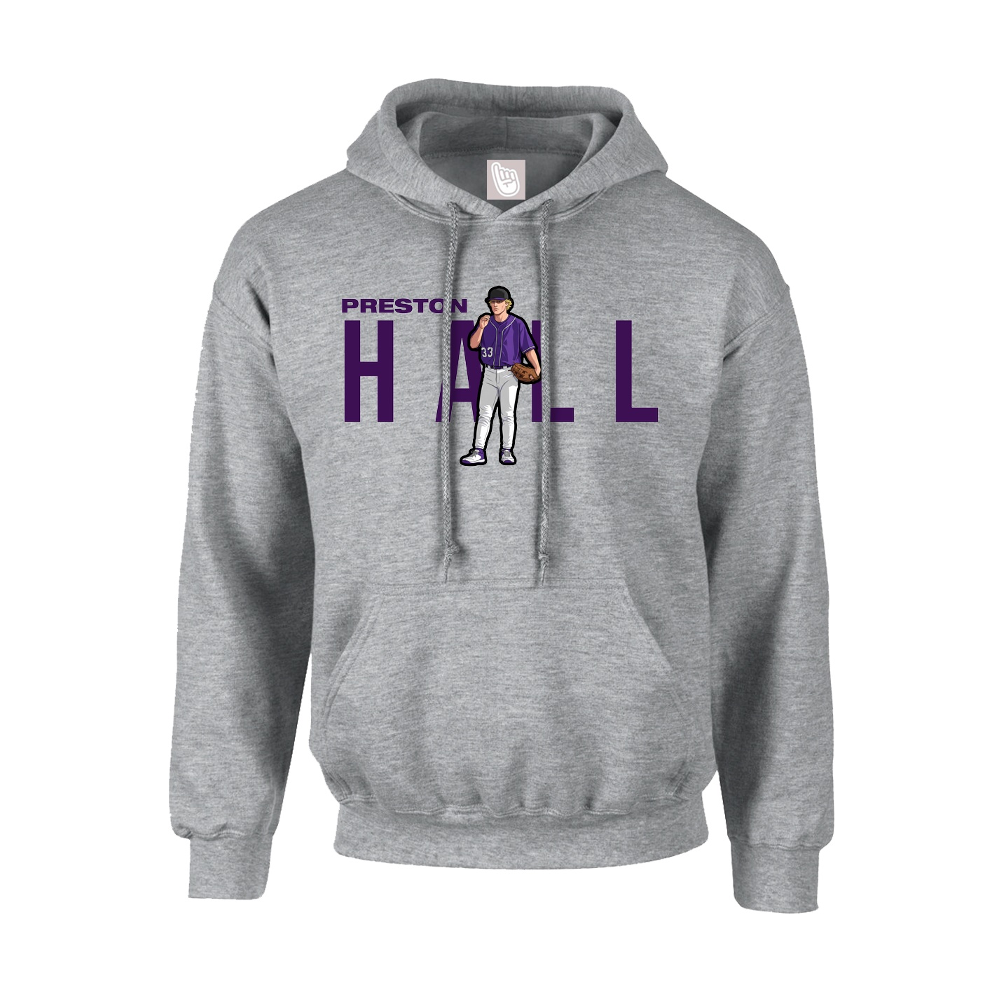 Youth Hoodie — Player Name in Grey