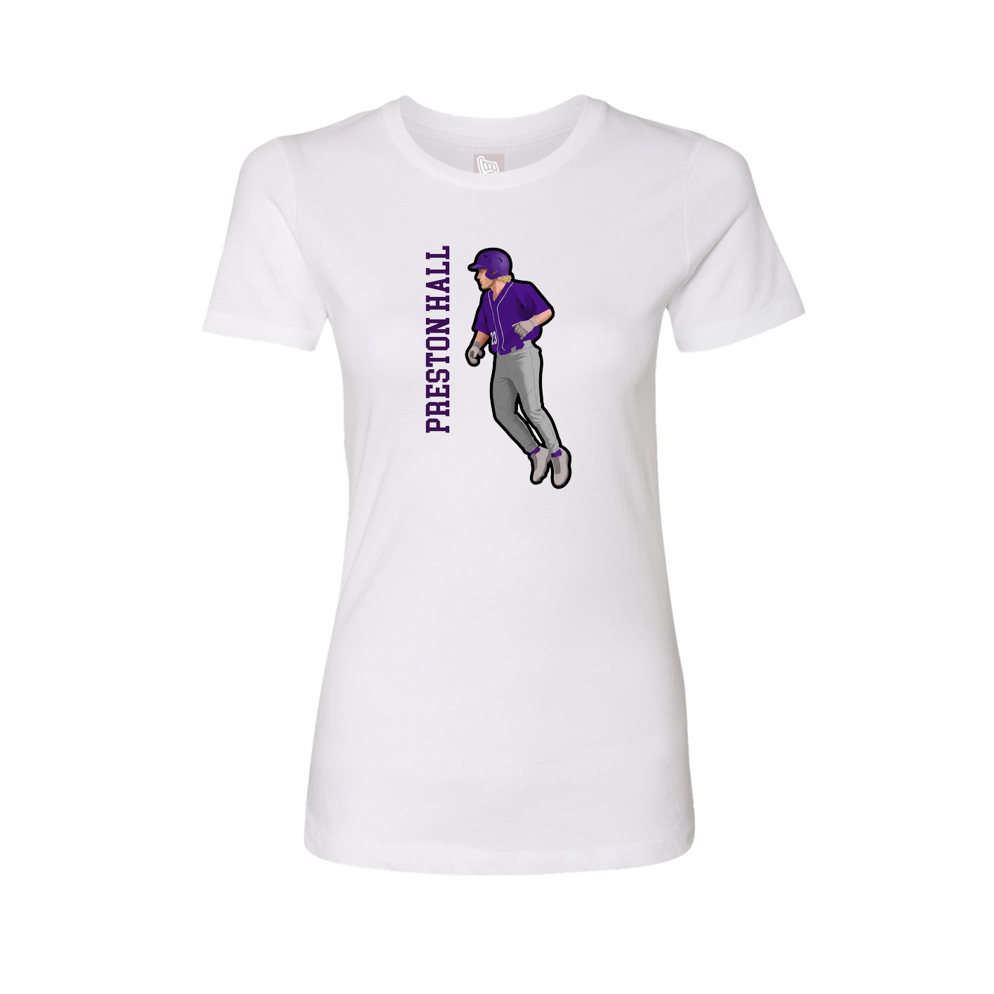Fitted Women's Tee — Name Vertical in White