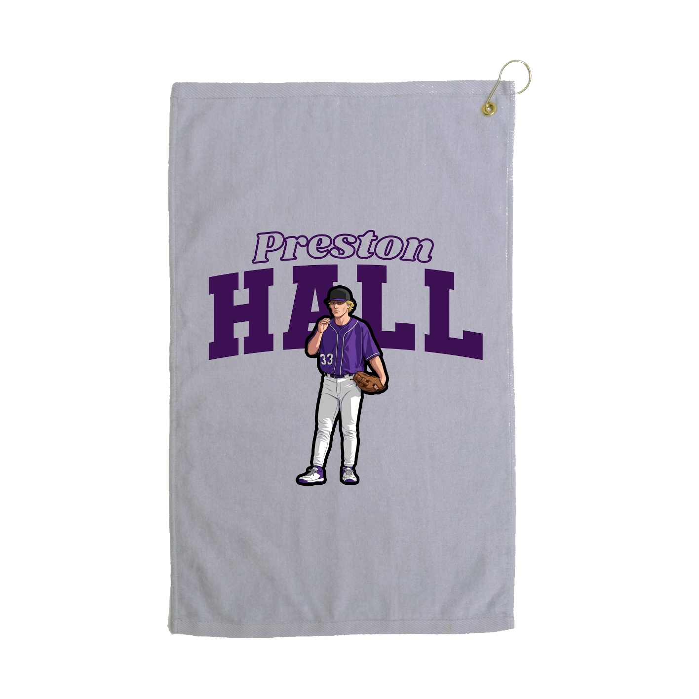 Golf Towel — Name Arch in Grey