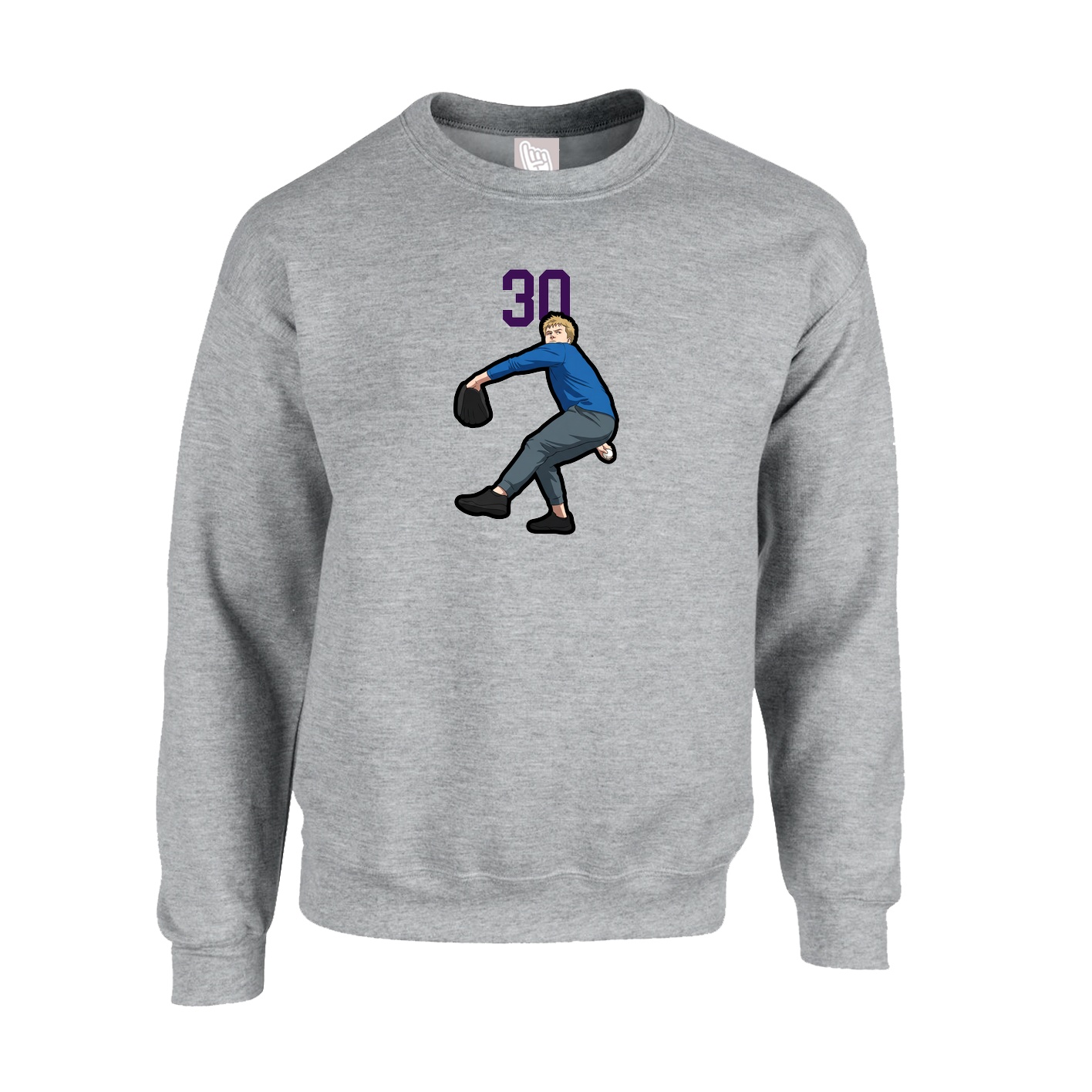 Fleece Crew — Number Top in Grey