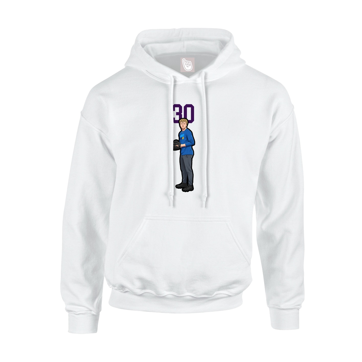 Youth Hoodie — Number Top in White