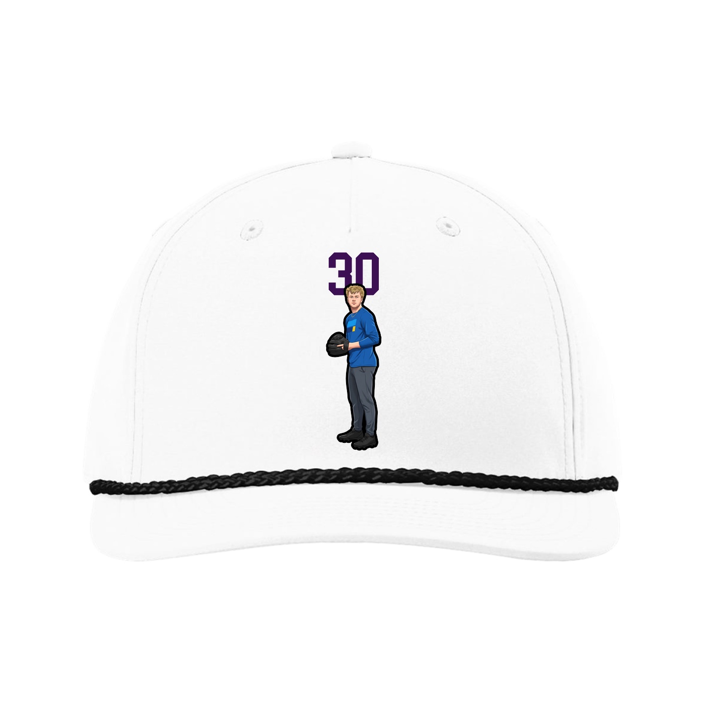 Five-Panel Classic Rope Cap — Number Top in White