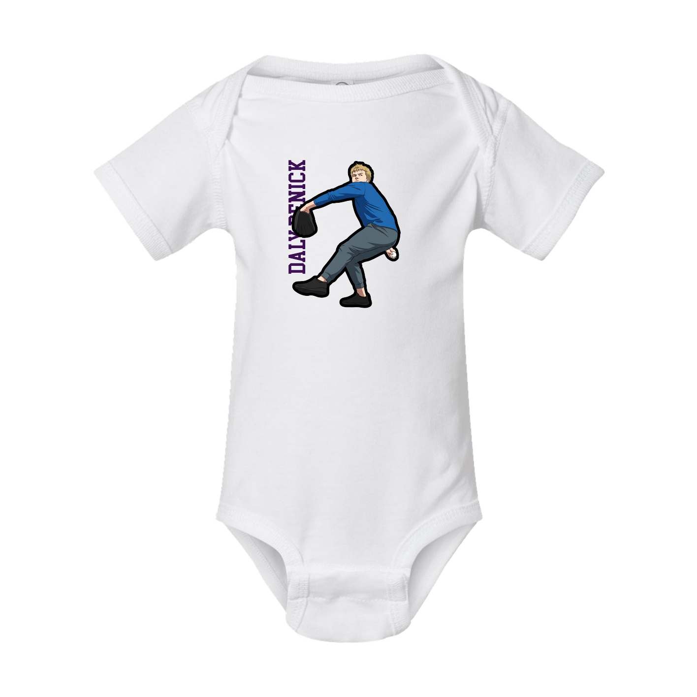 Baby Onesie — Name Vertical in White