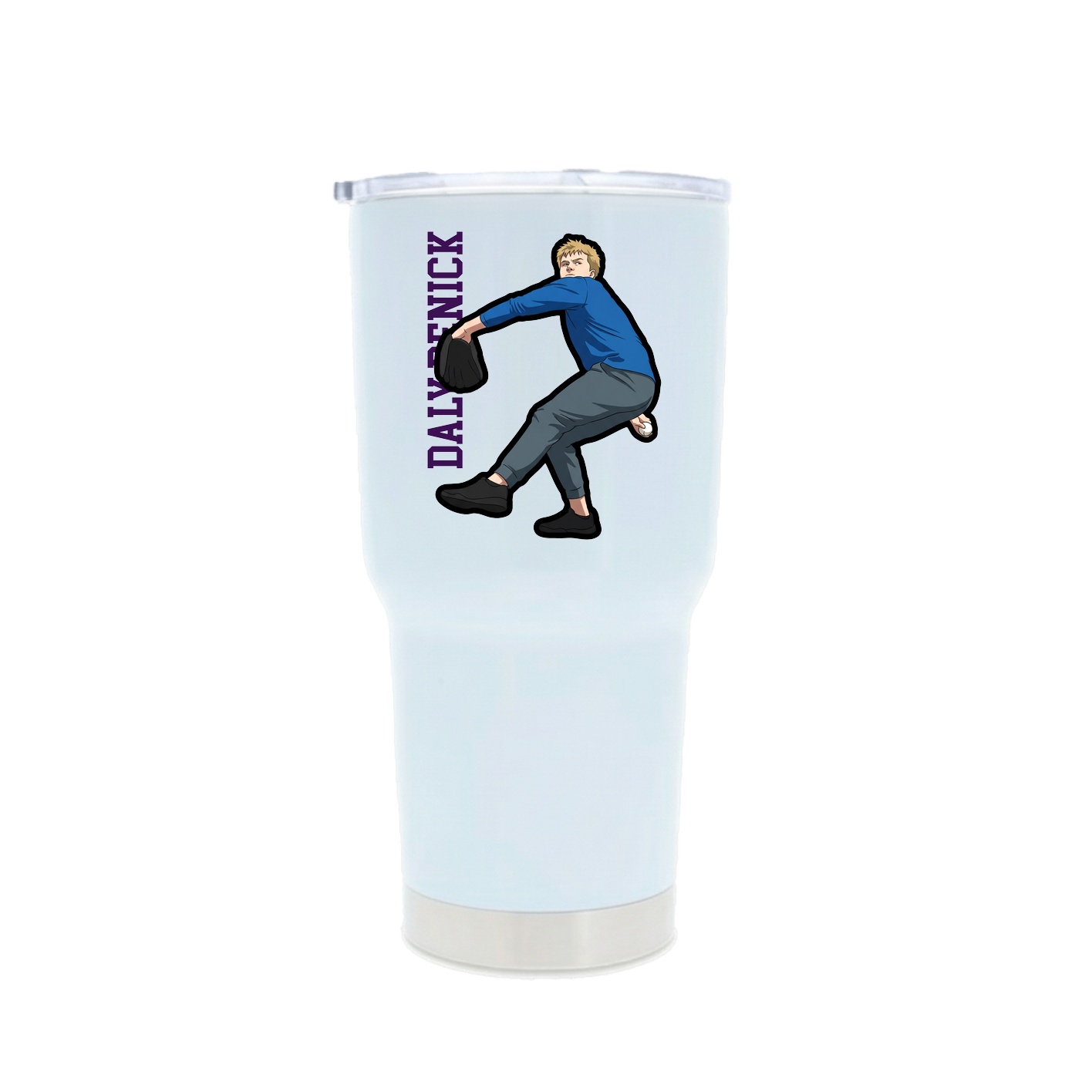 30oz Stainless Steel Tumbler — Name Vertical in White