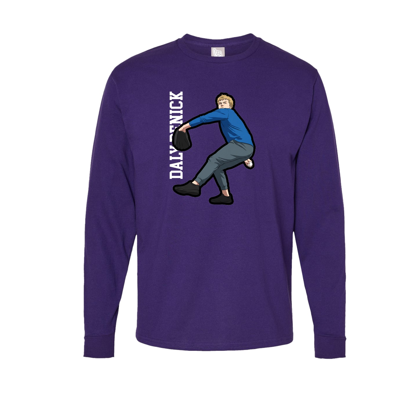 Long Sleeve Tee — Name Vertical in Purple