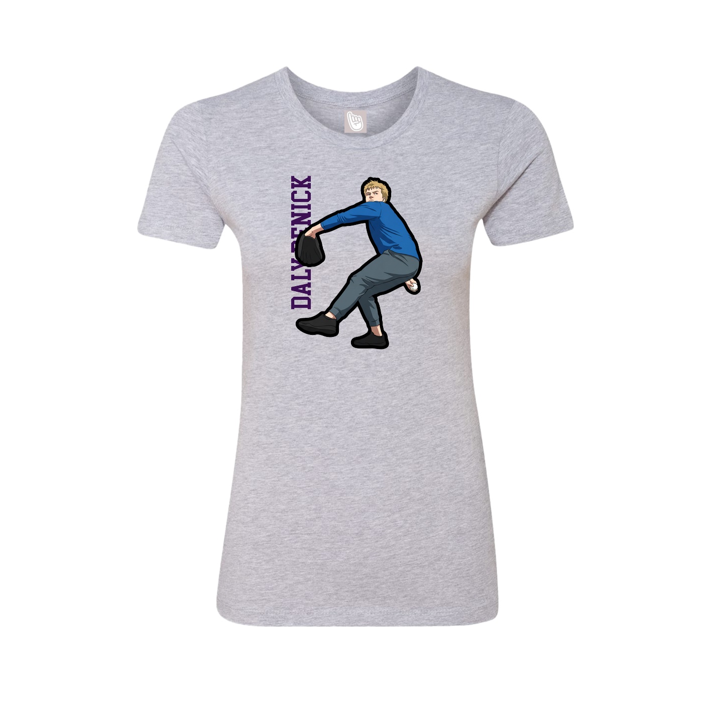 Fitted Women's Tee — Name Vertical in Grey