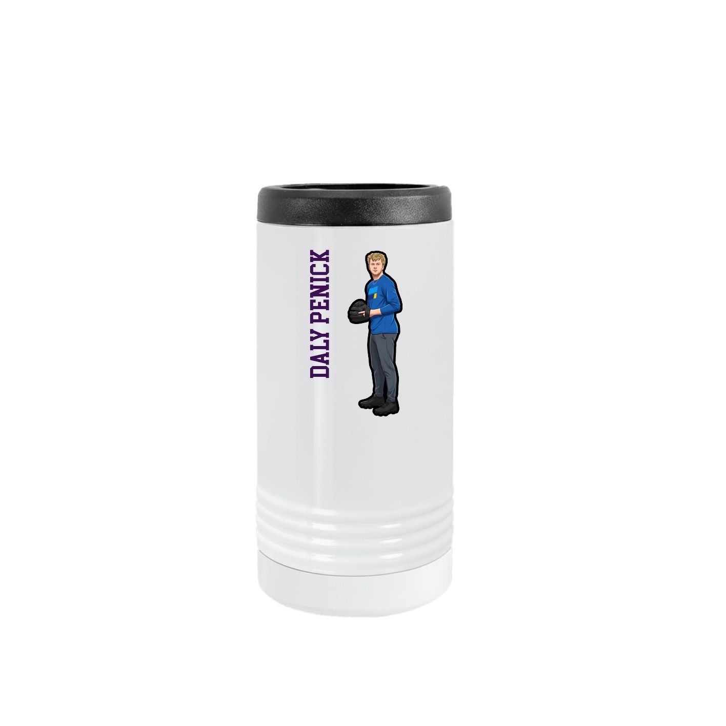Slim Beverage Holder — Name Vertical in White