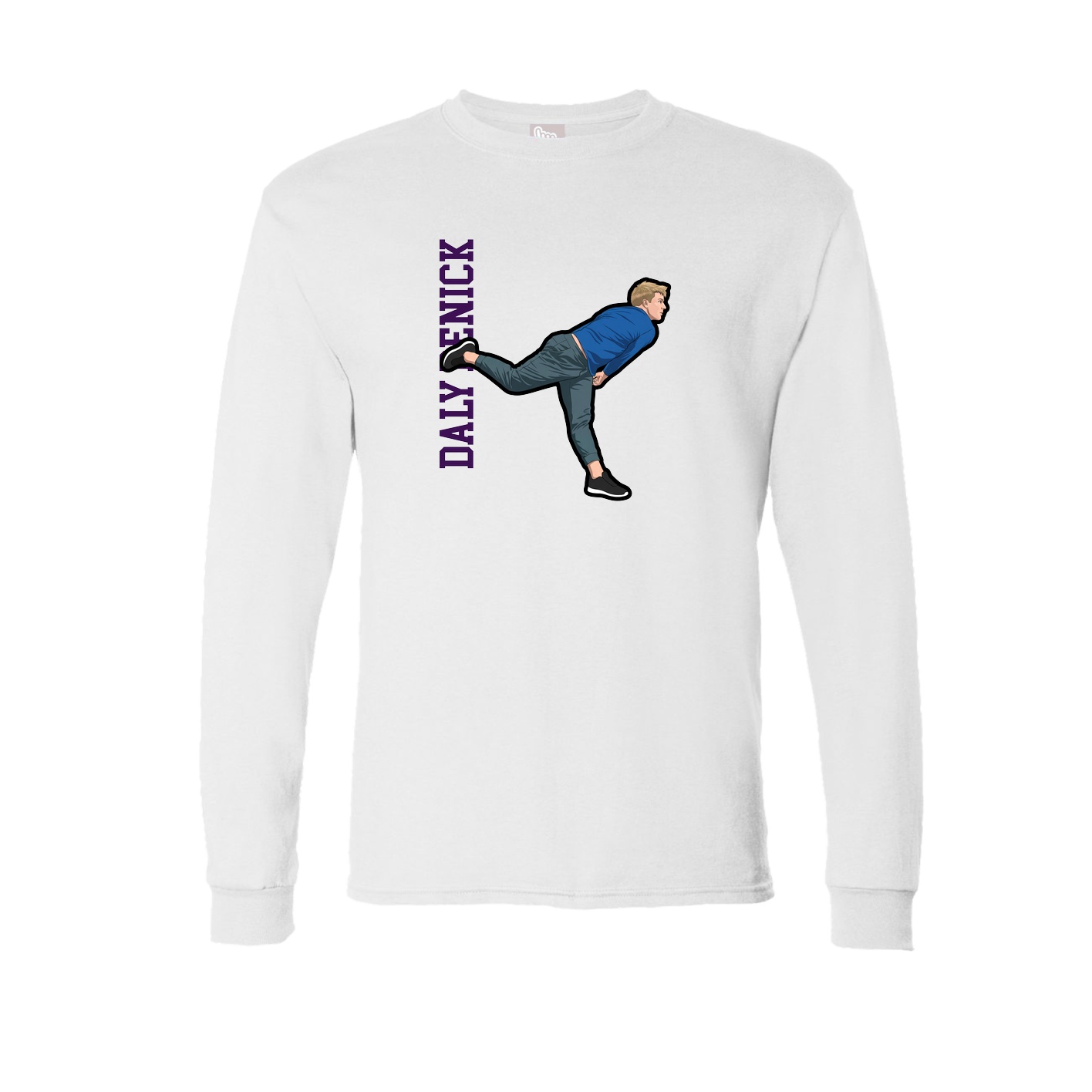 Long Sleeve Tee — Name Vertical in White