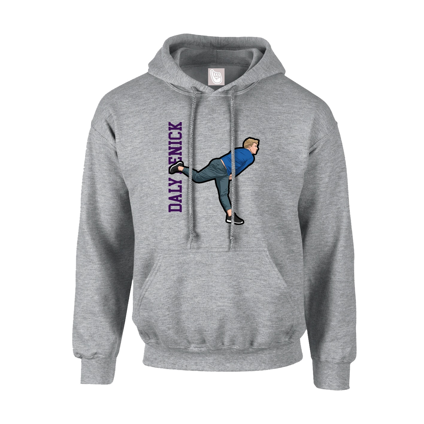 Youth Hoodie — Name Vertical in Grey