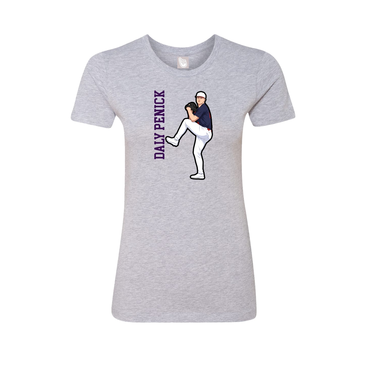 Fitted Women's Tee — Name Vertical in Grey