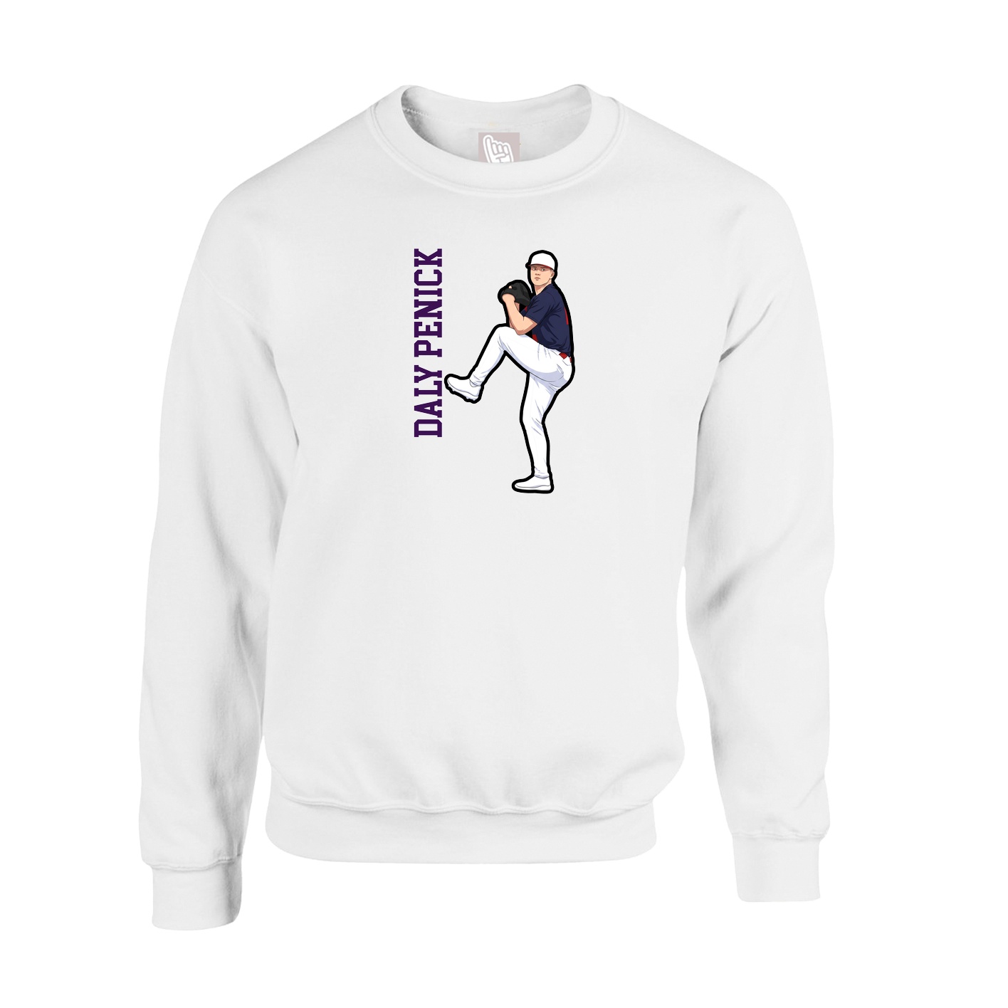 Fleece Crew — Name Vertical in White