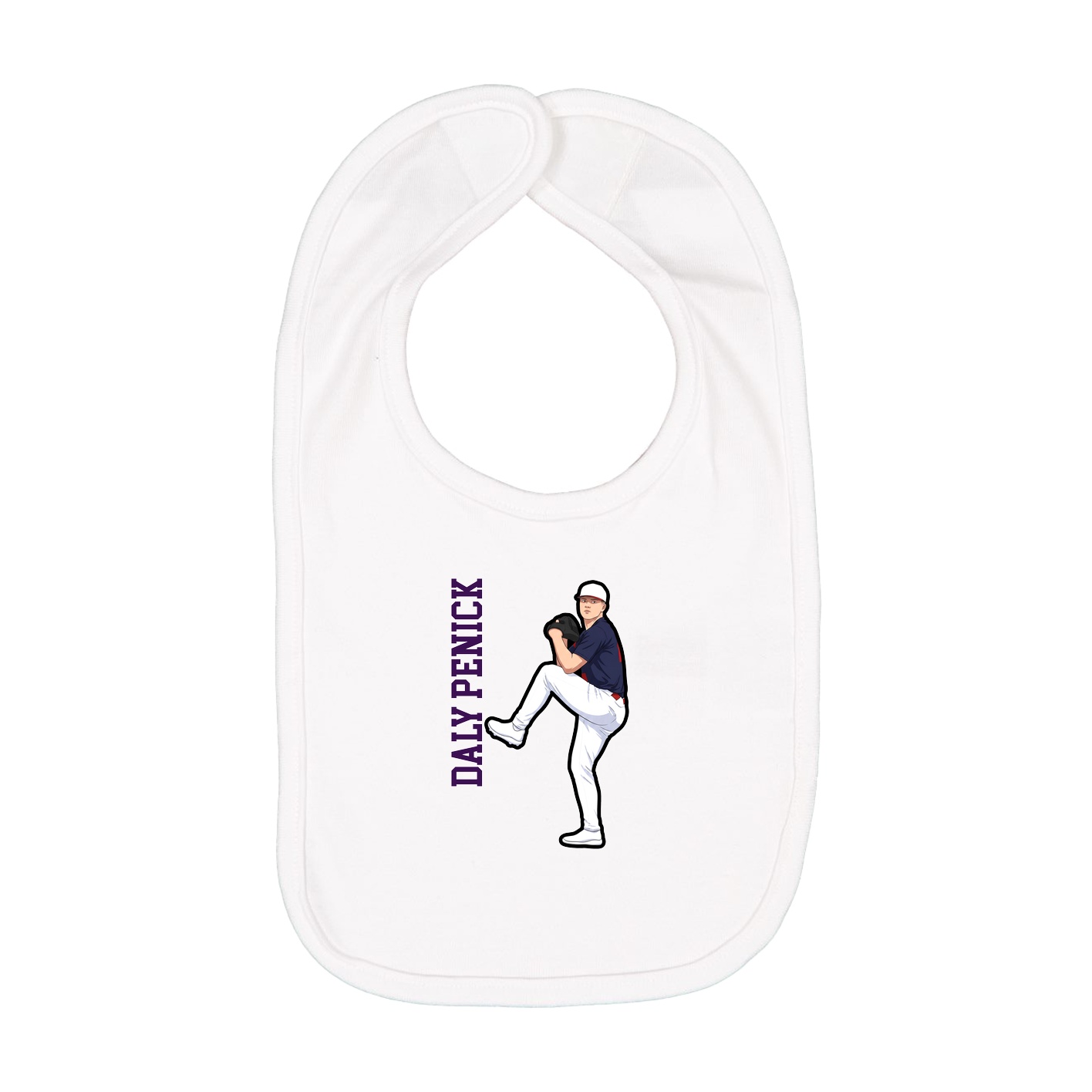 Infant Bib — Name Vertical in White