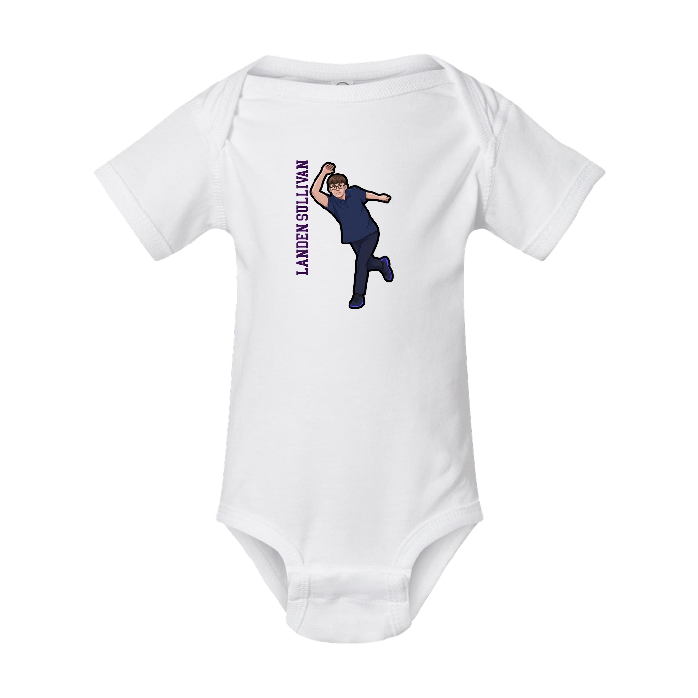 Baby Onesie — Name Vertical in White