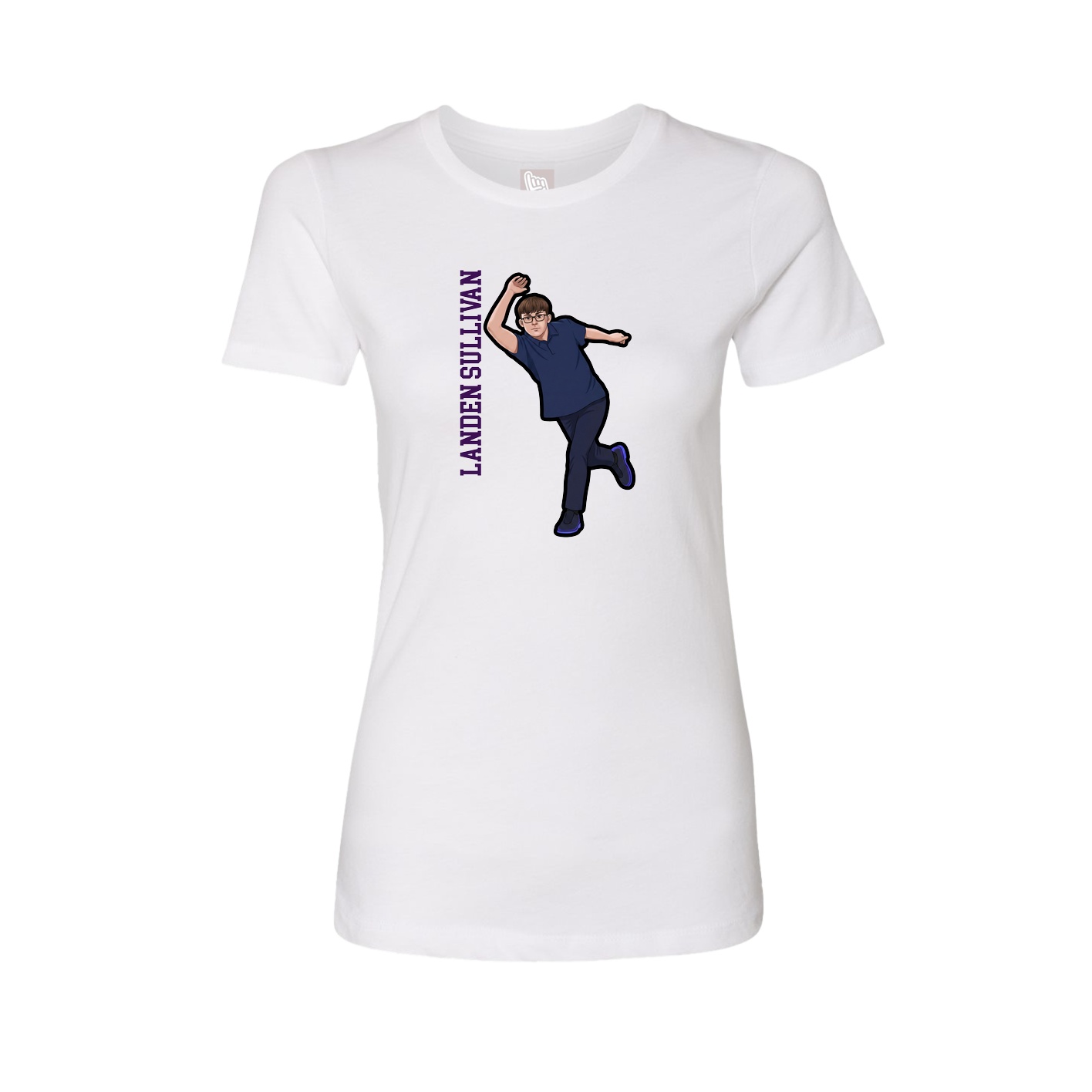 Fitted Women's Tee — Name Vertical in White
