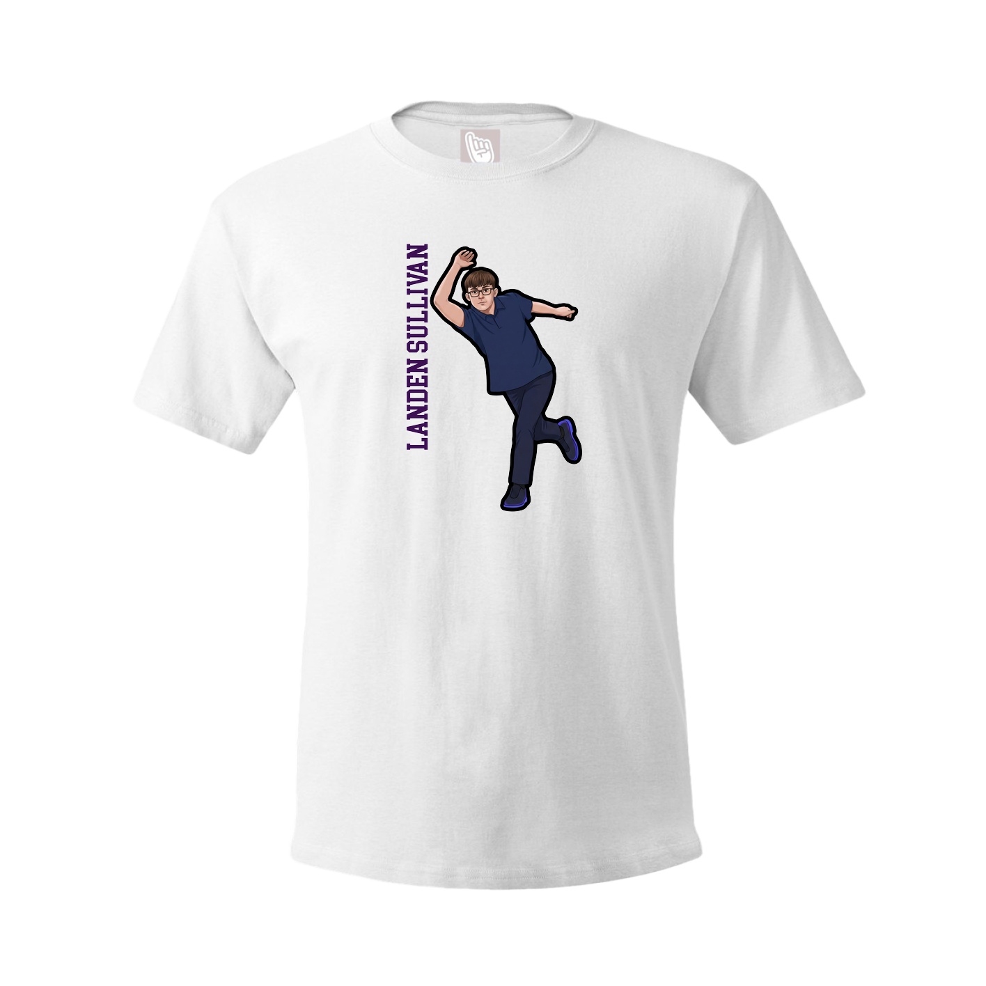Youth Tee — Name Vertical in White