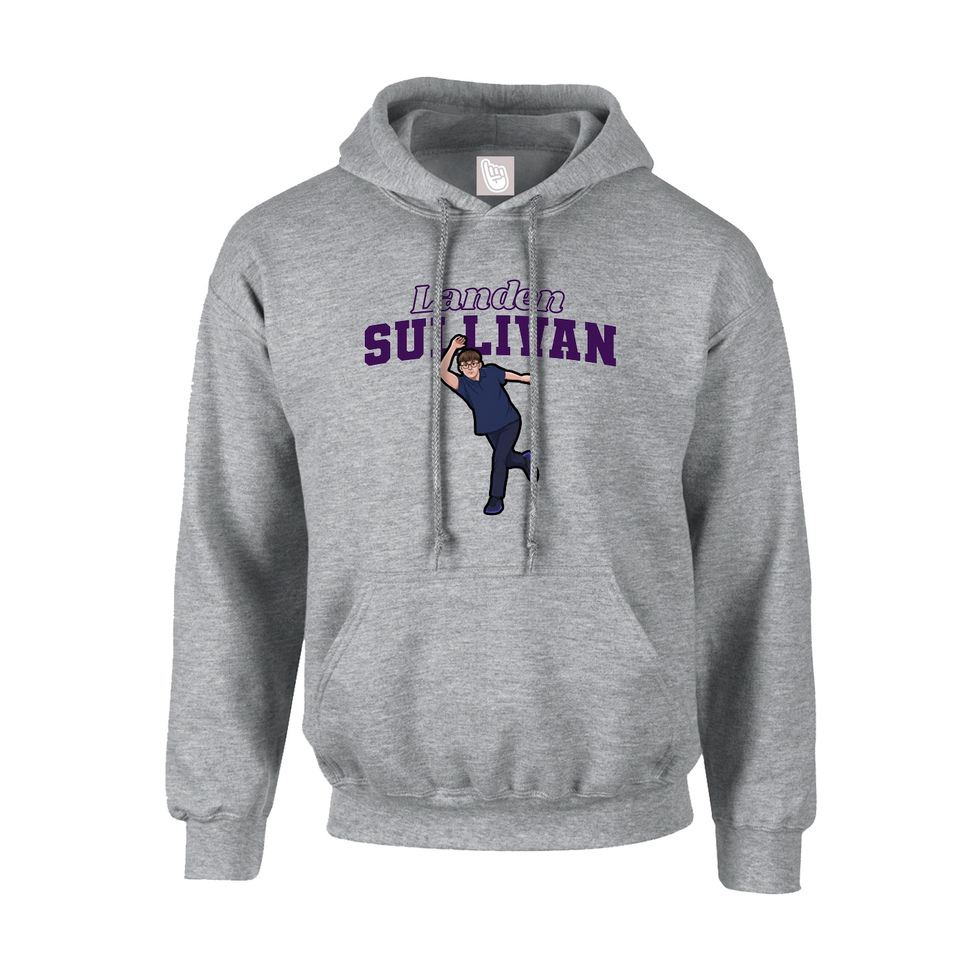 Youth Hoodie — Name Arch in Grey