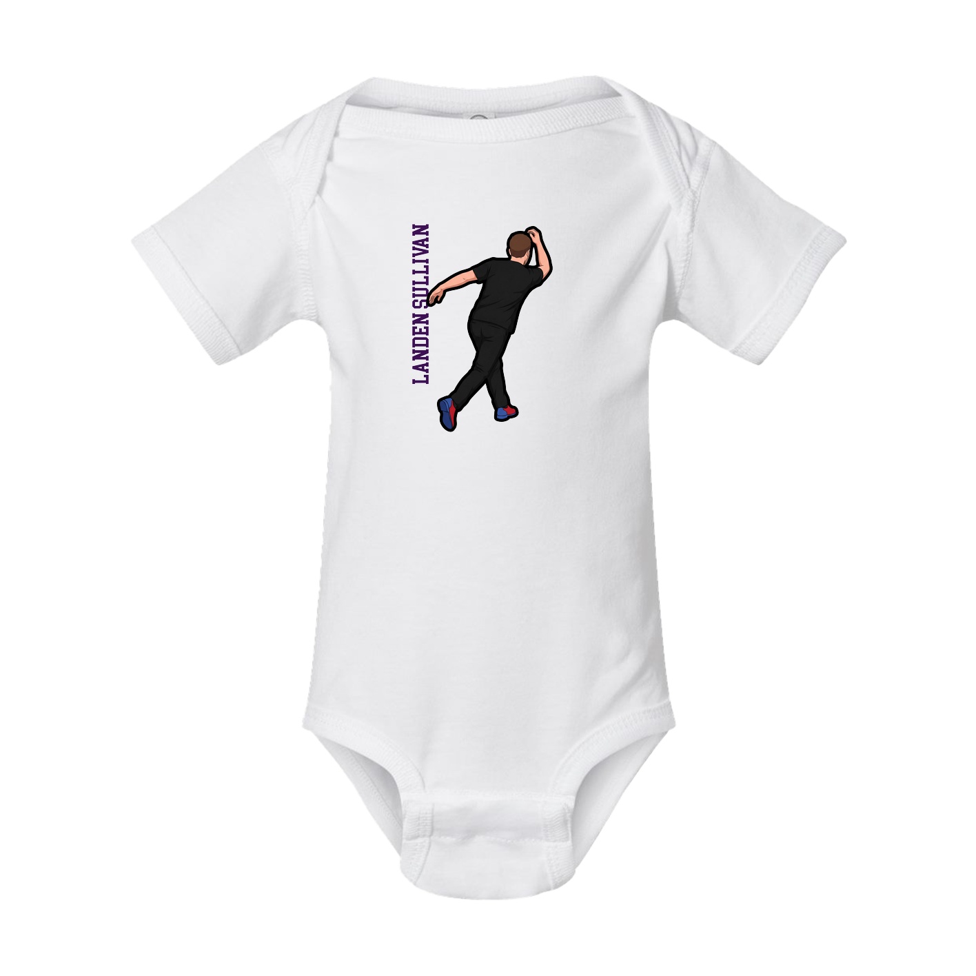 Baby Onesie — Name Vertical in White