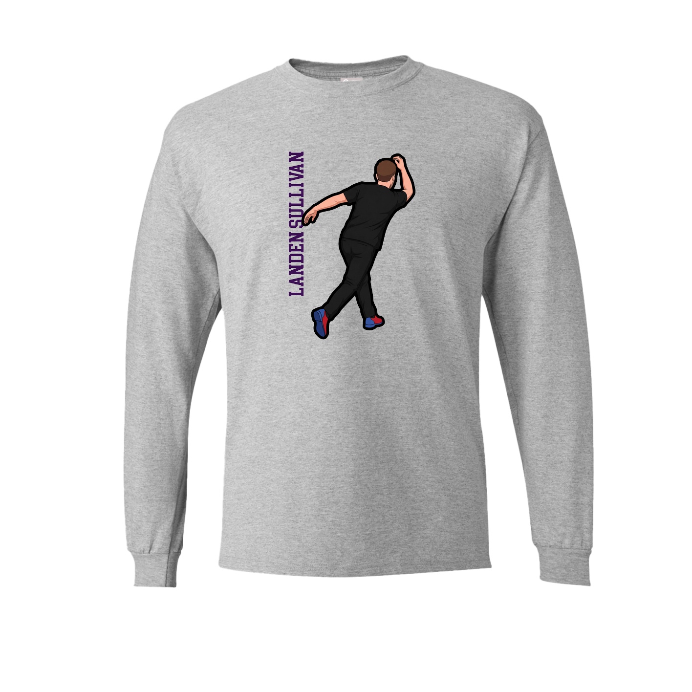 Long Sleeve Tee — Name Vertical in Grey