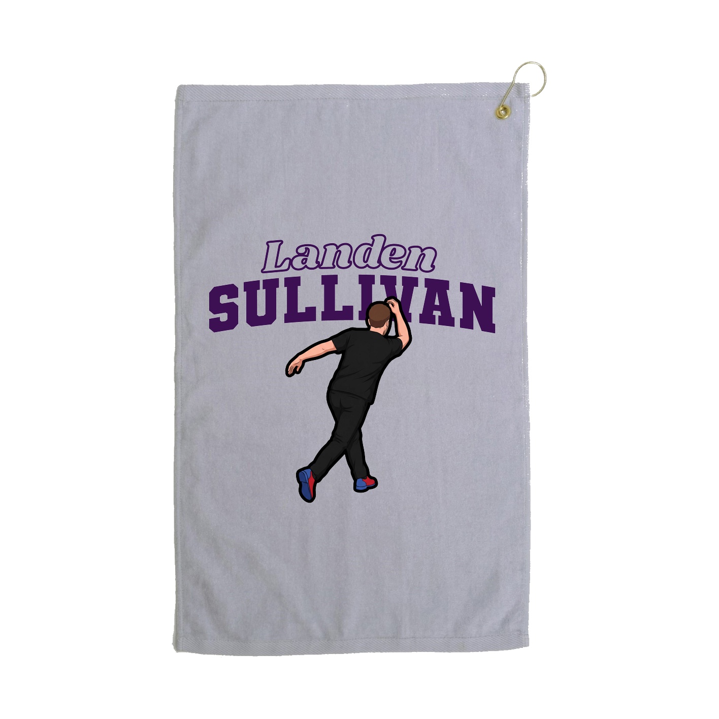 Golf Towel — Name Arch in Grey