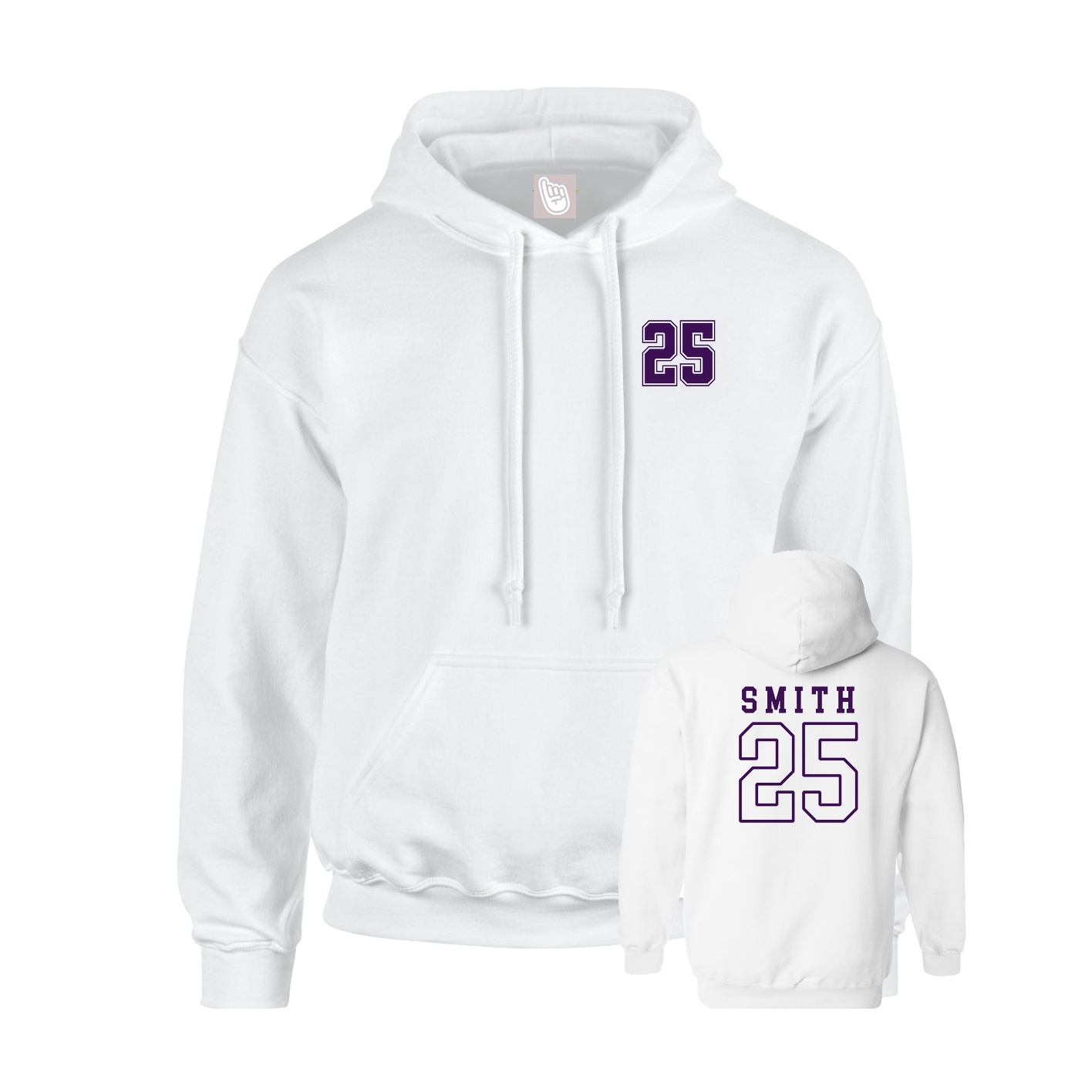 Youth Hoodie — Chest Back in White