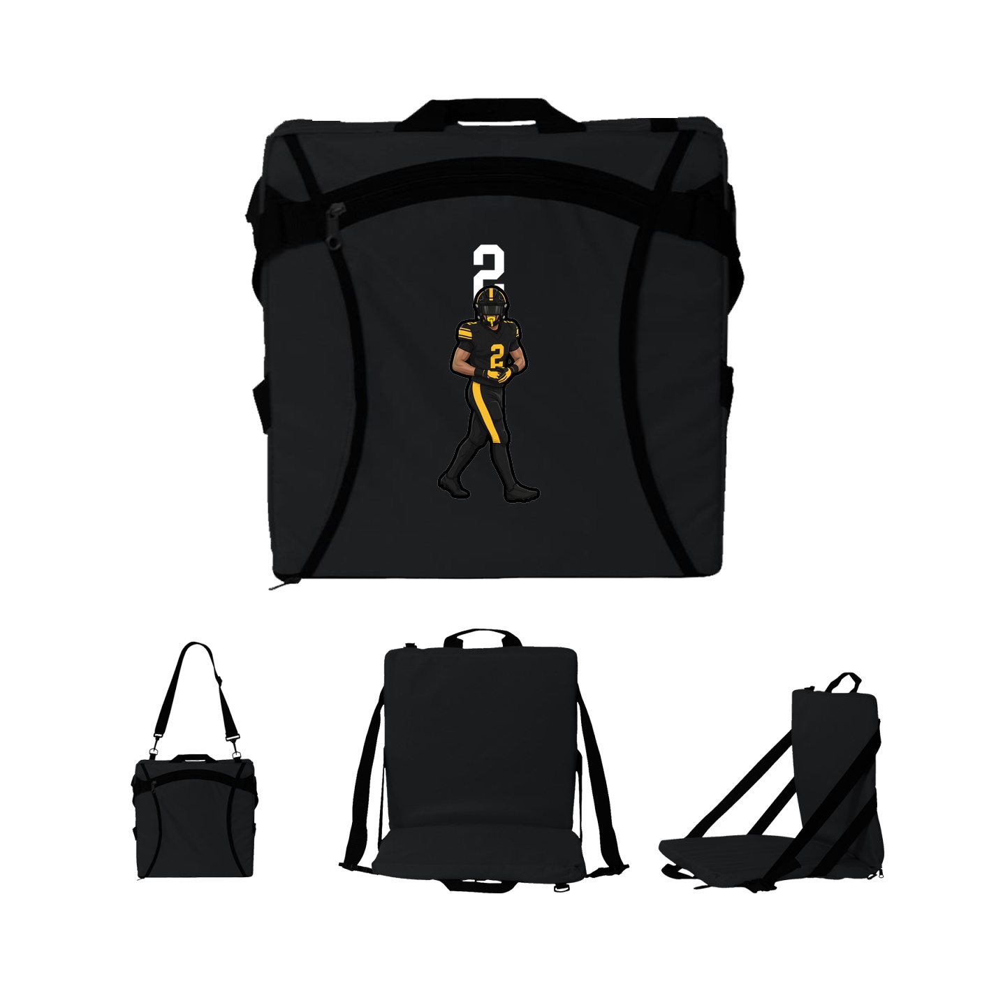 Folding Stadium Seat — Number Top in Black