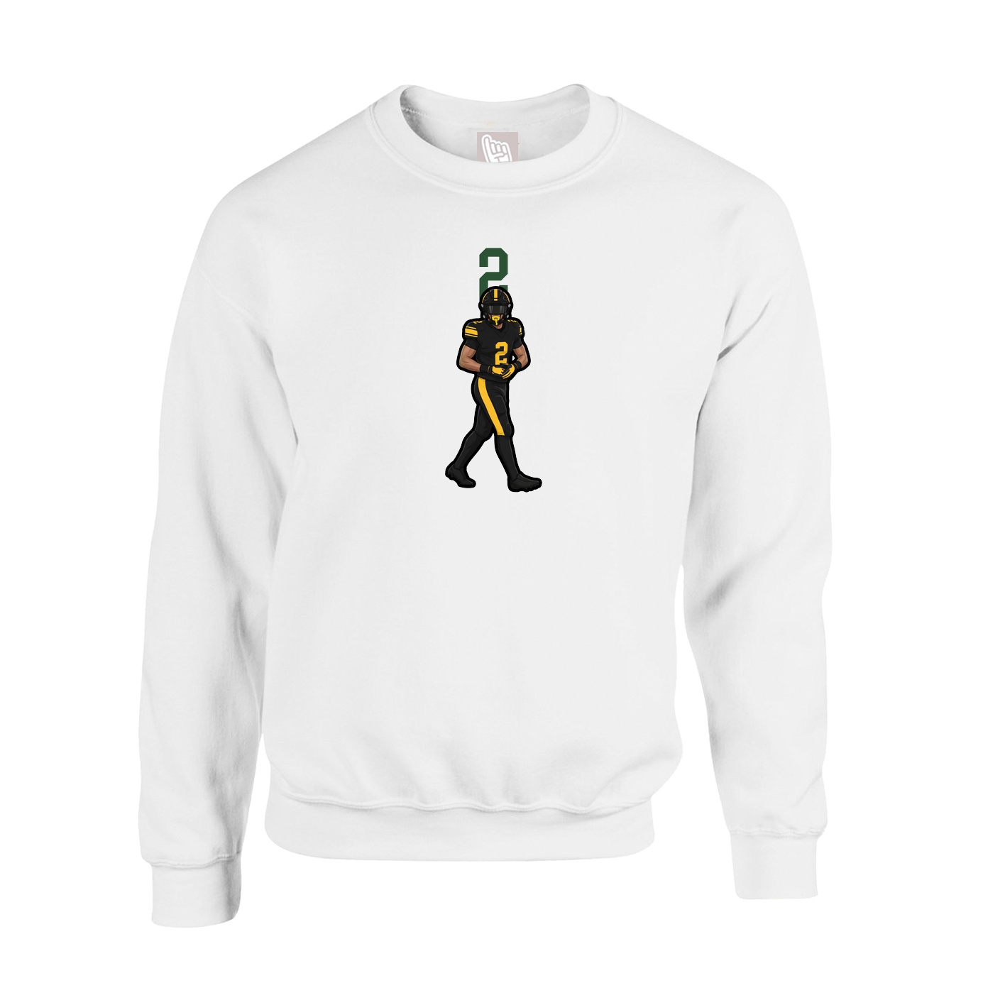 Fleece Crew — Number Top in White