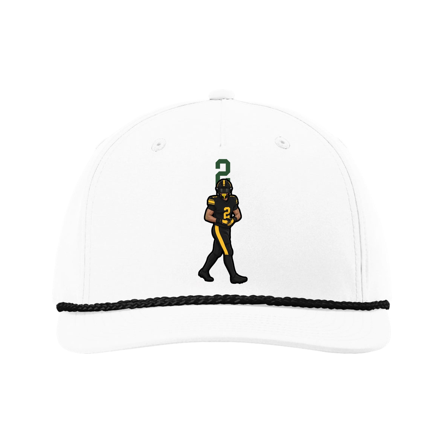 Five-Panel Classic Rope Cap — Number Top in White
