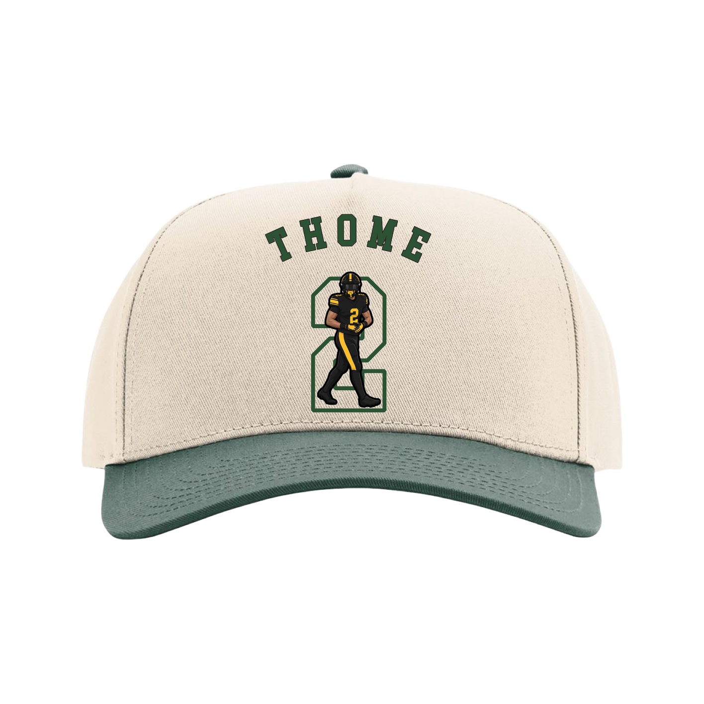 Full Fabric Five-Panel Champ Cap — Shirsey Arch in Cream/Green