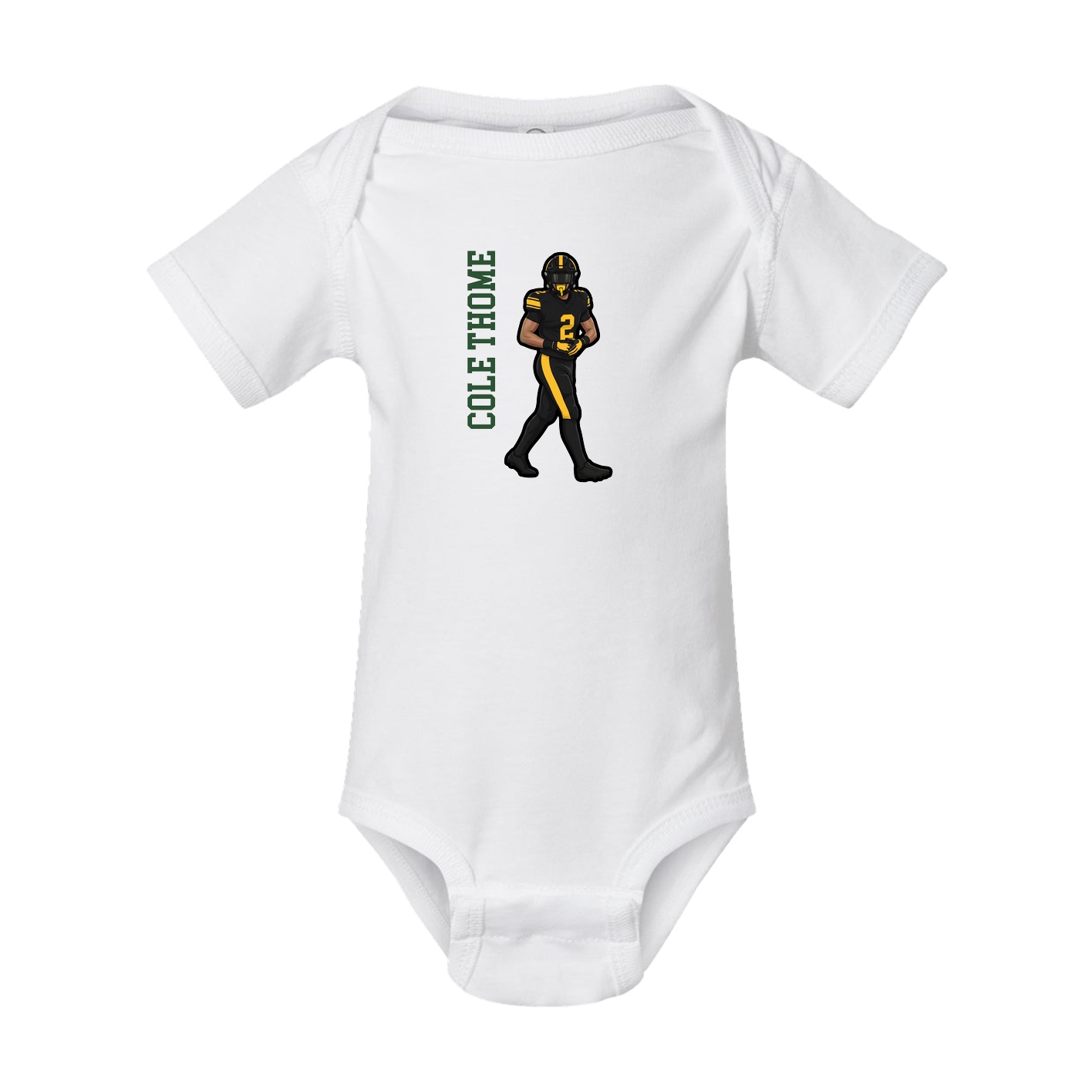 Baby Onesie — Name Vertical in White