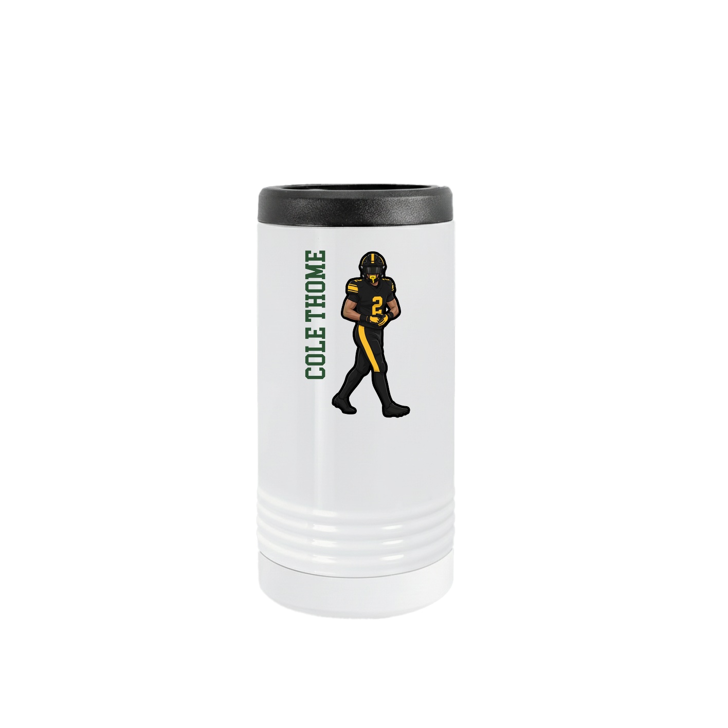 Slim Beverage Holder — Name Vertical in White