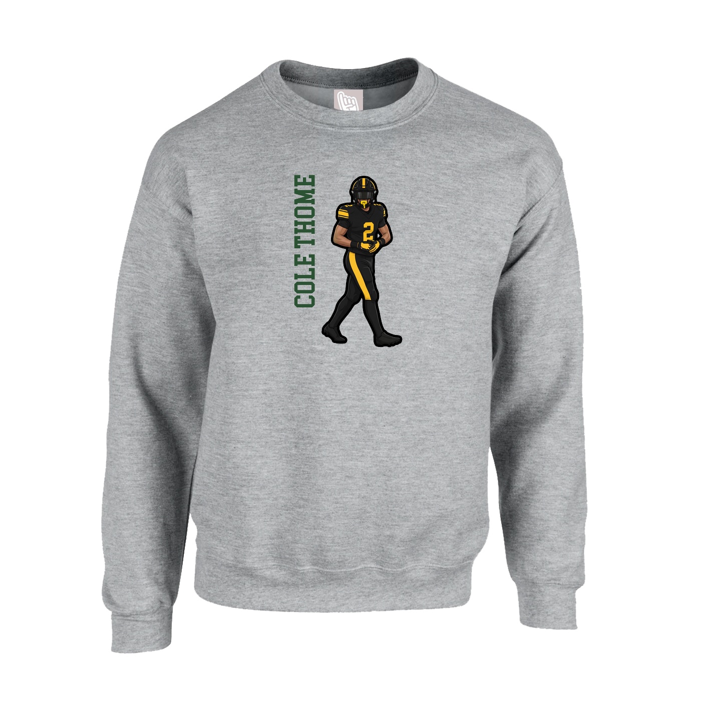 Fleece Crew — Name Vertical in Grey