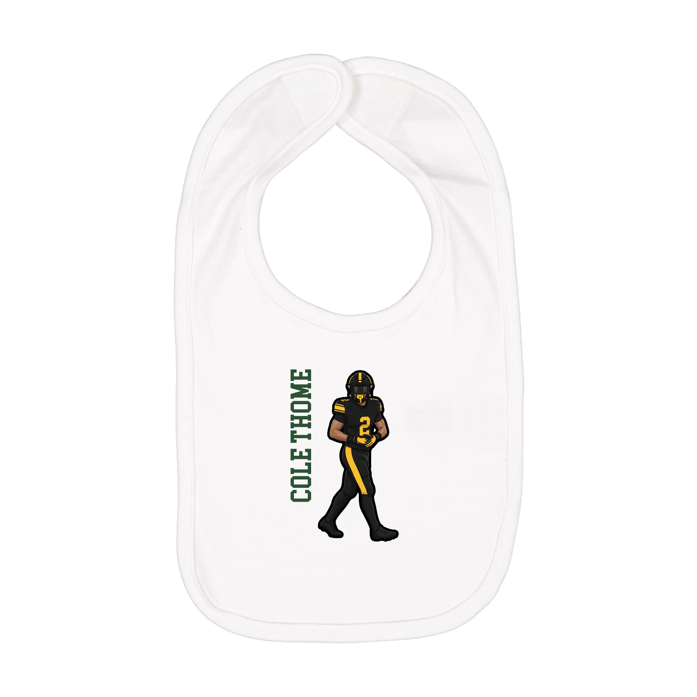 Infant Bib — Name Vertical in White