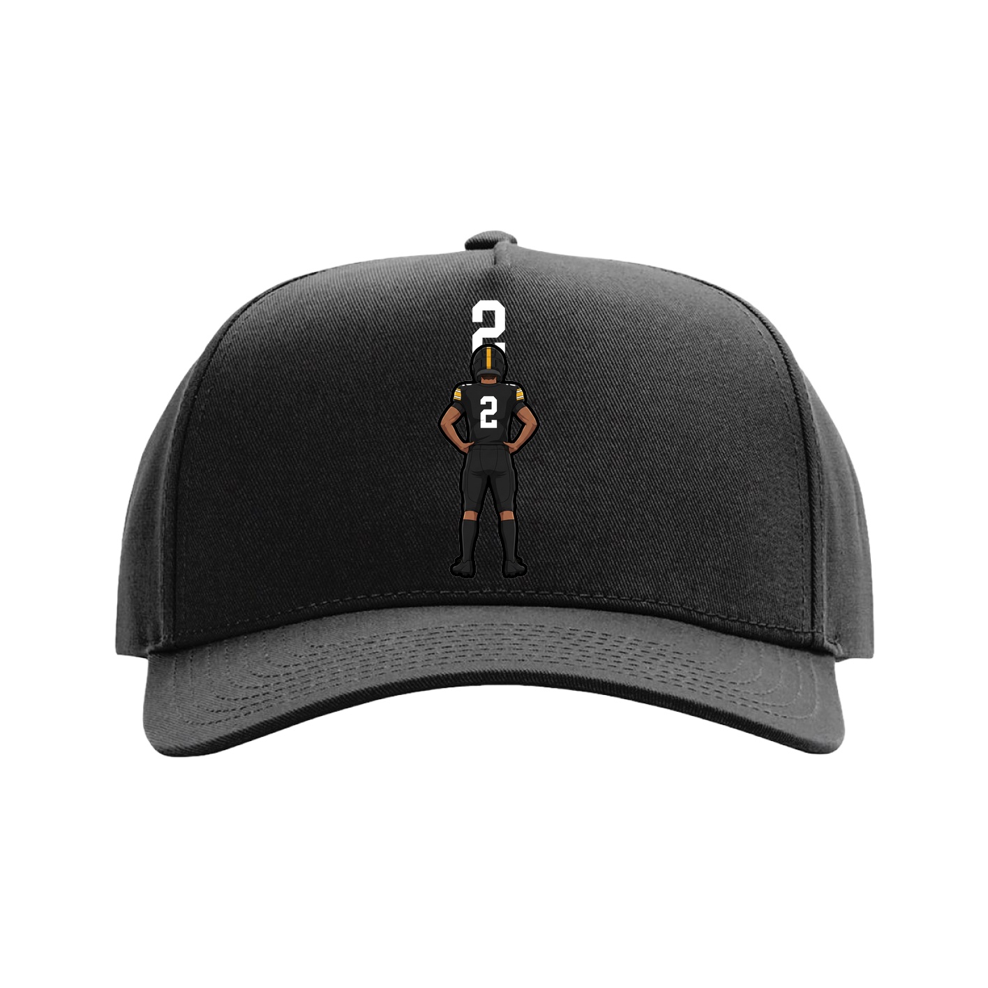 Full Fabric Five-Panel Champ Cap — Number Top in Black
