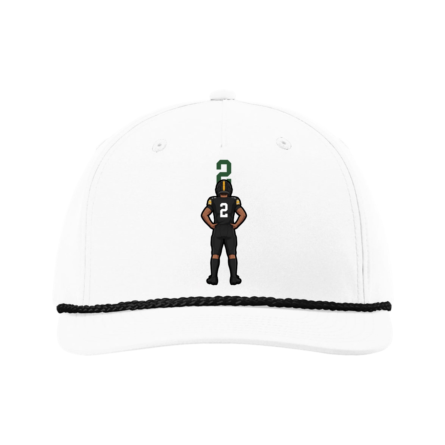 Five-Panel Classic Rope Cap — Number Top in White