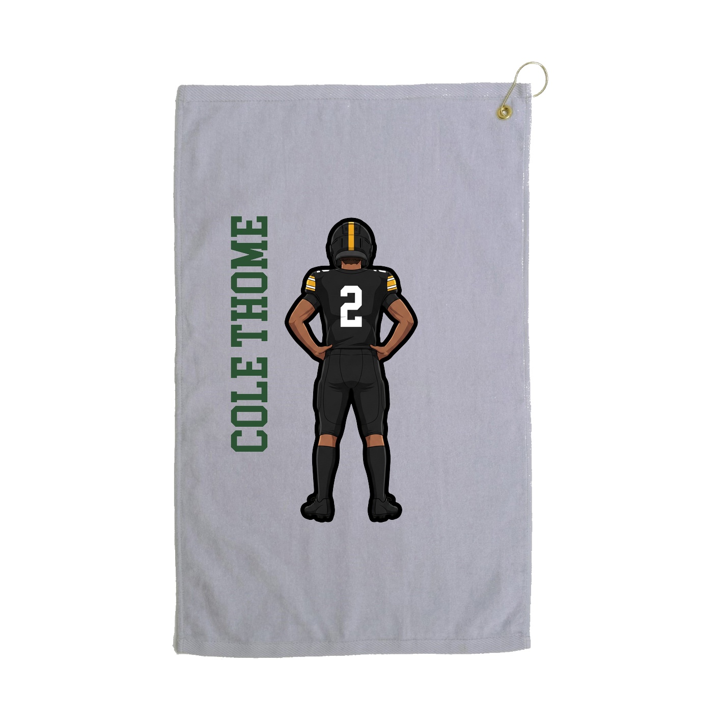 Golf Towel — Name Vertical in Grey