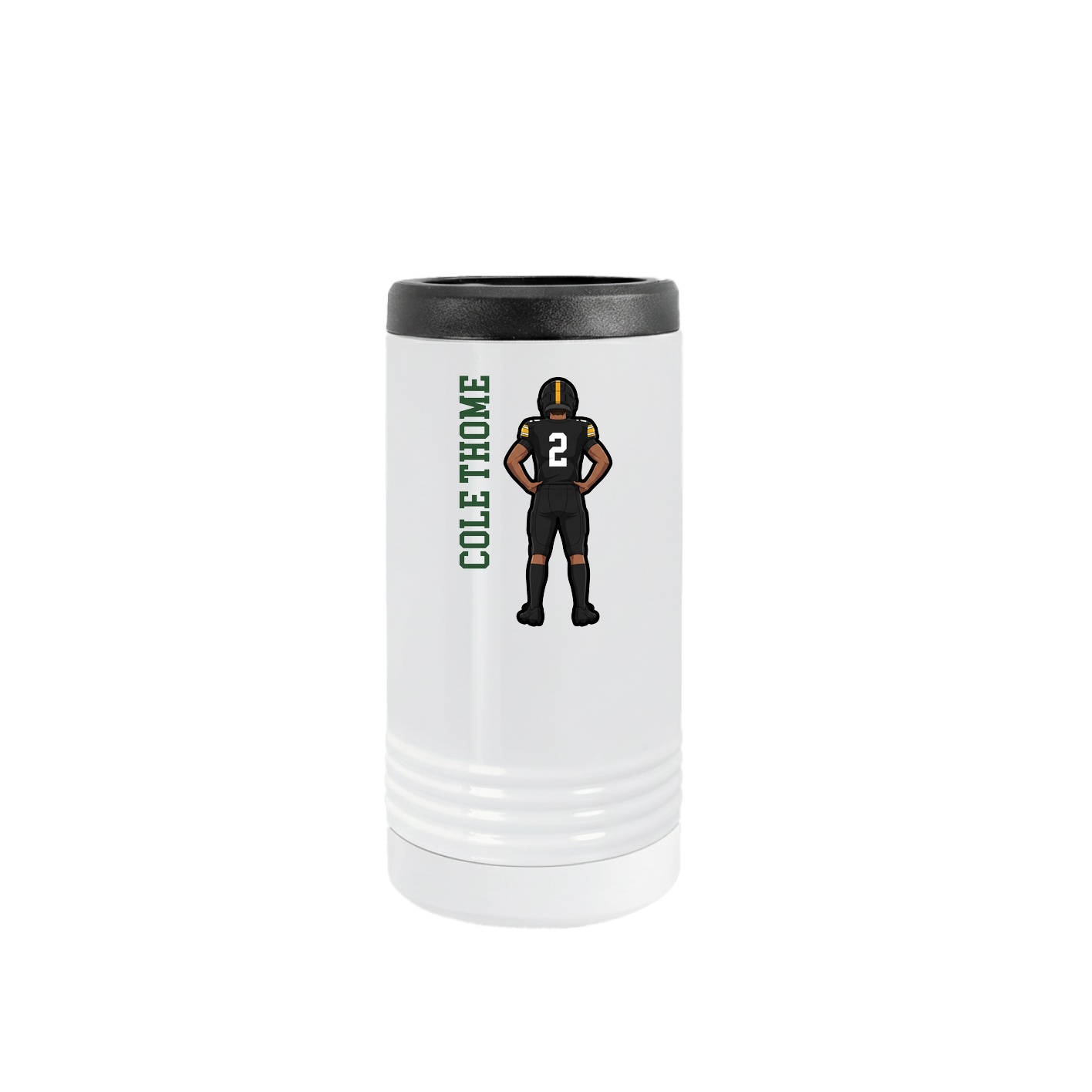 Slim Beverage Holder — Name Vertical in White