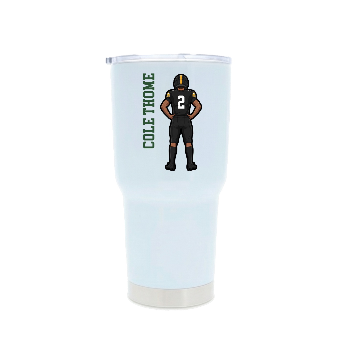 30oz Stainless Steel Tumbler — Name Vertical in White
