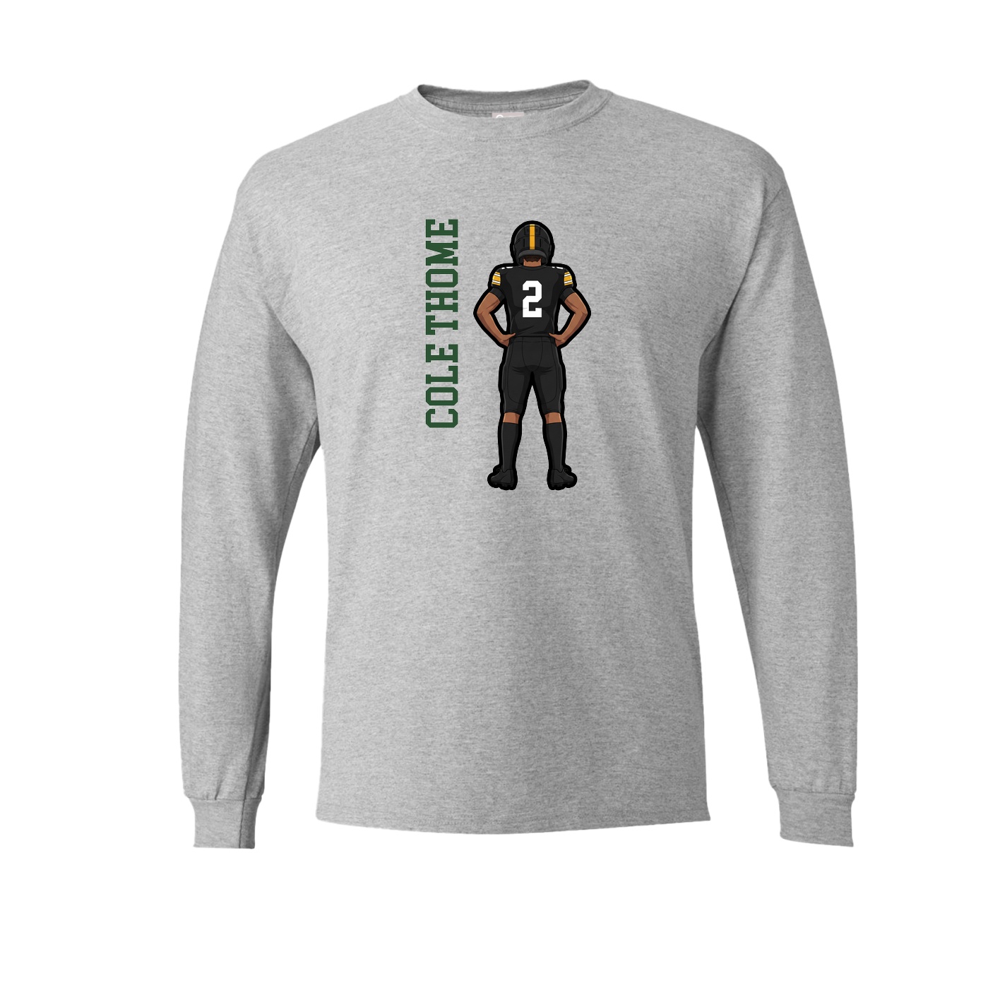 Long Sleeve Tee — Name Vertical in Grey