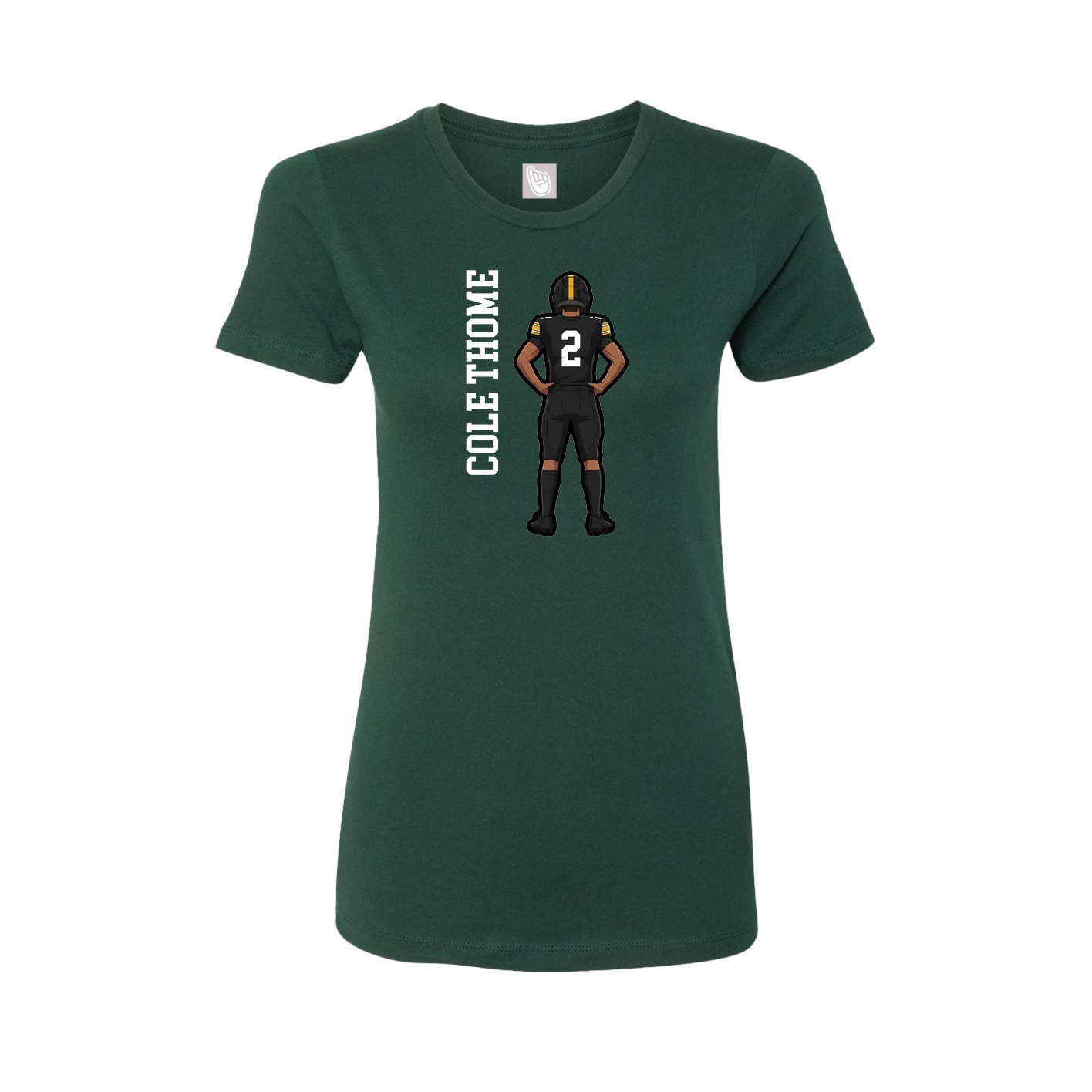 Womens Tee — Name Vertical in Green