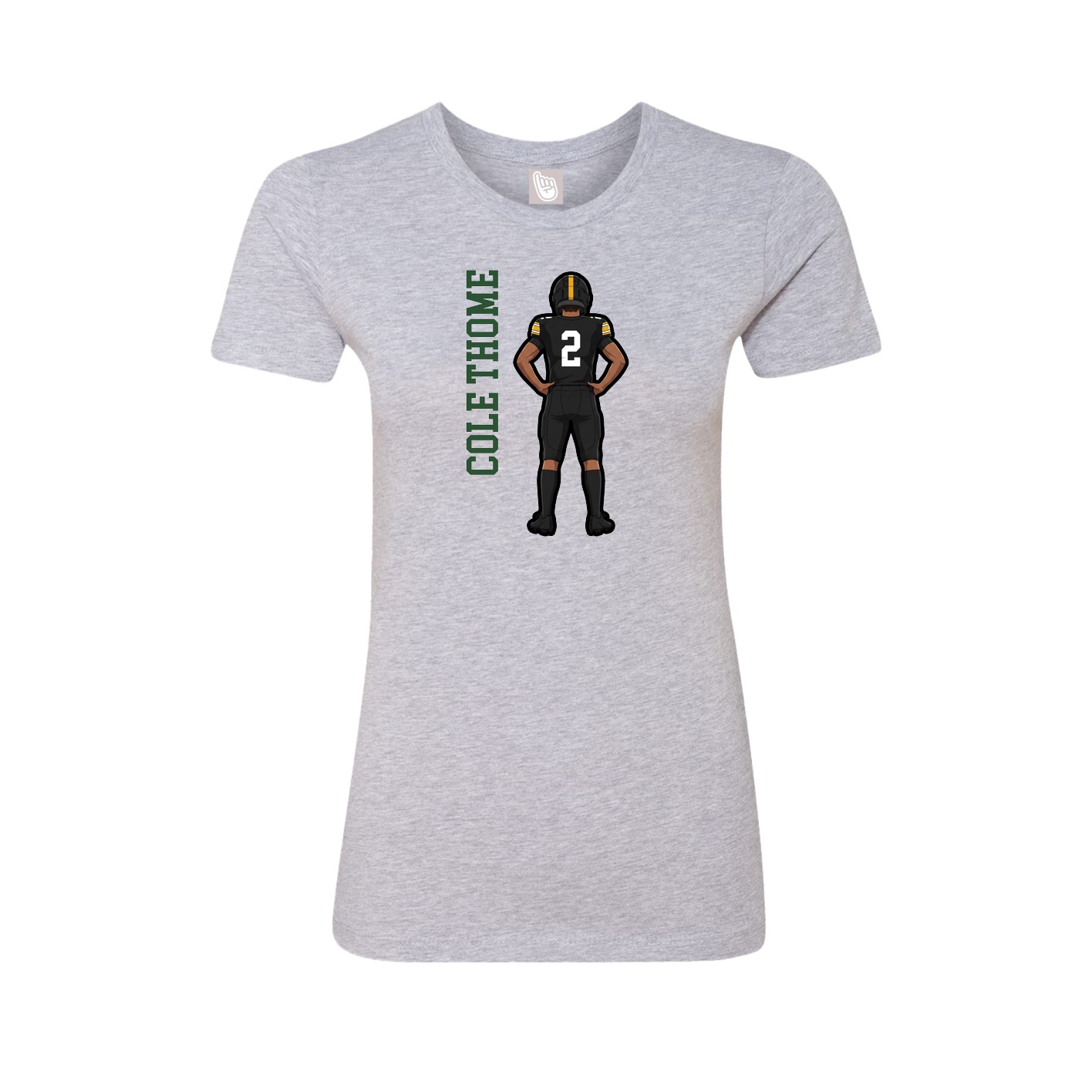 Fitted Women's Tee — Name Vertical in Grey