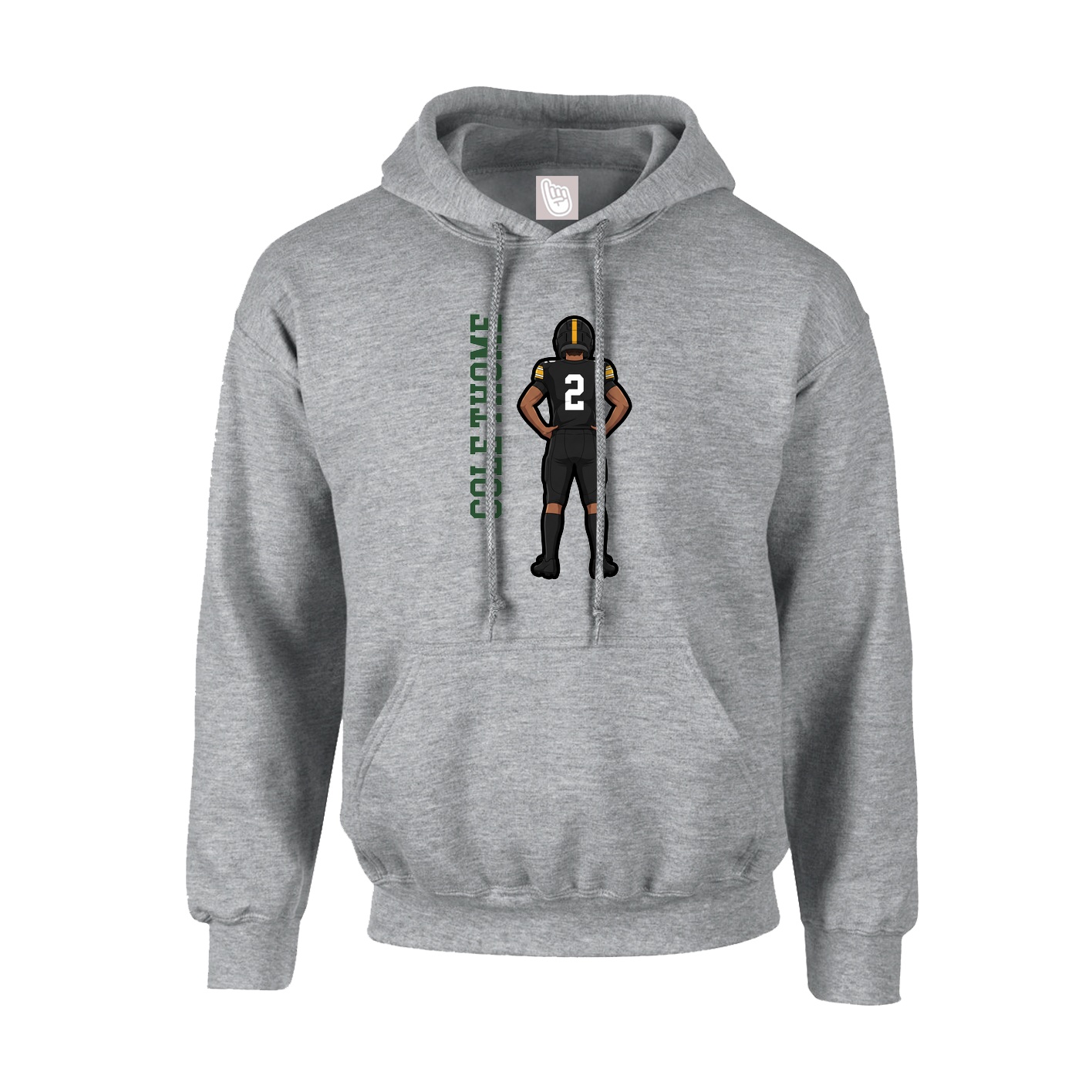 Hoodie — Name Vertical in Grey