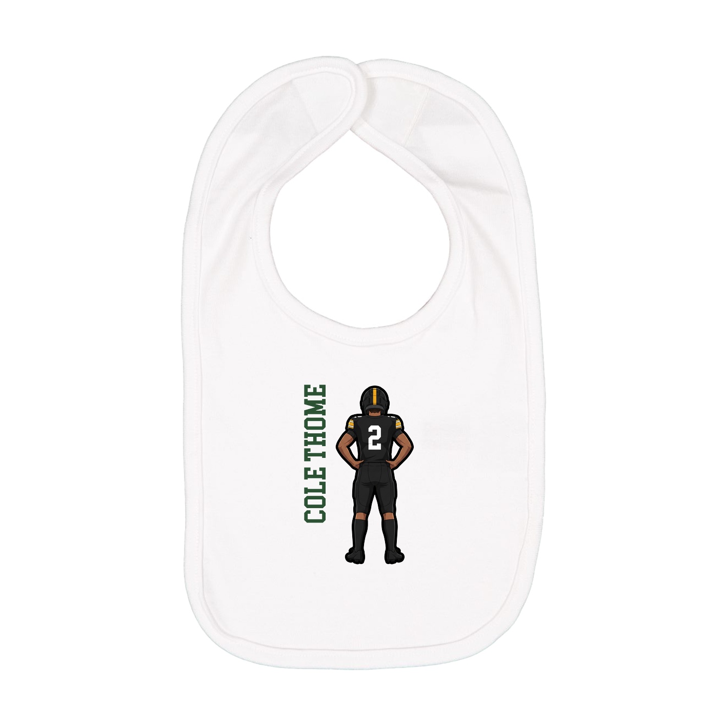 Infant Bib — Name Vertical in White